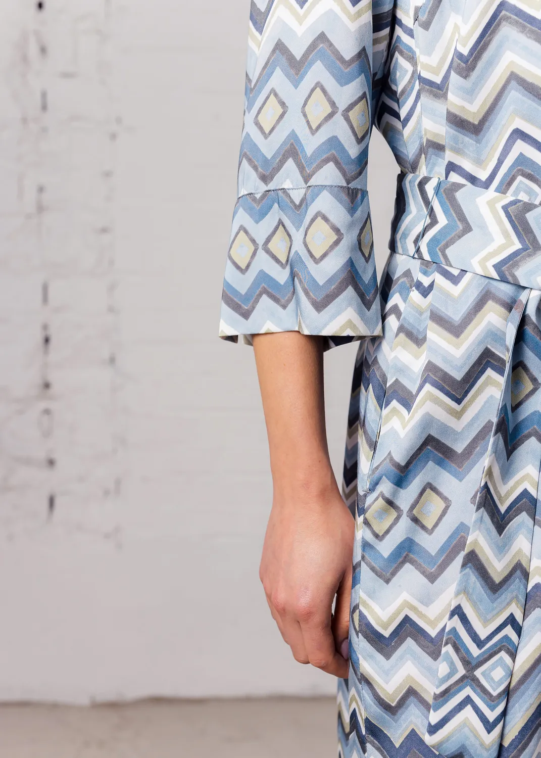 Senatex Zigzag Kleid Denim Zigzag Viskose mit Gürtel