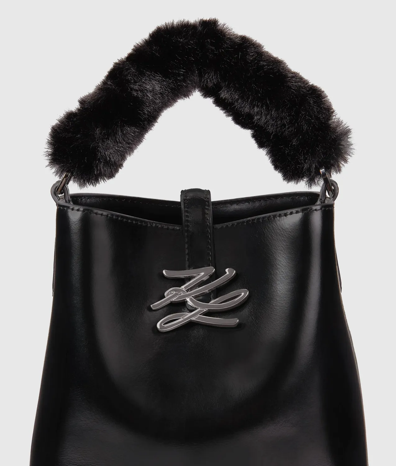 Karl Lagerfeld K/Autograph Drop Bucket Bag Klein Glanzleder