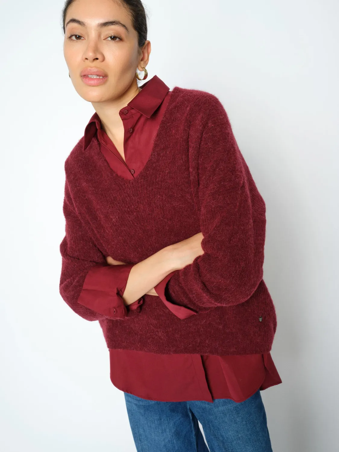 Mos Mosh MMThora V-Neck Strickpullover Sweet Grape Alpaka