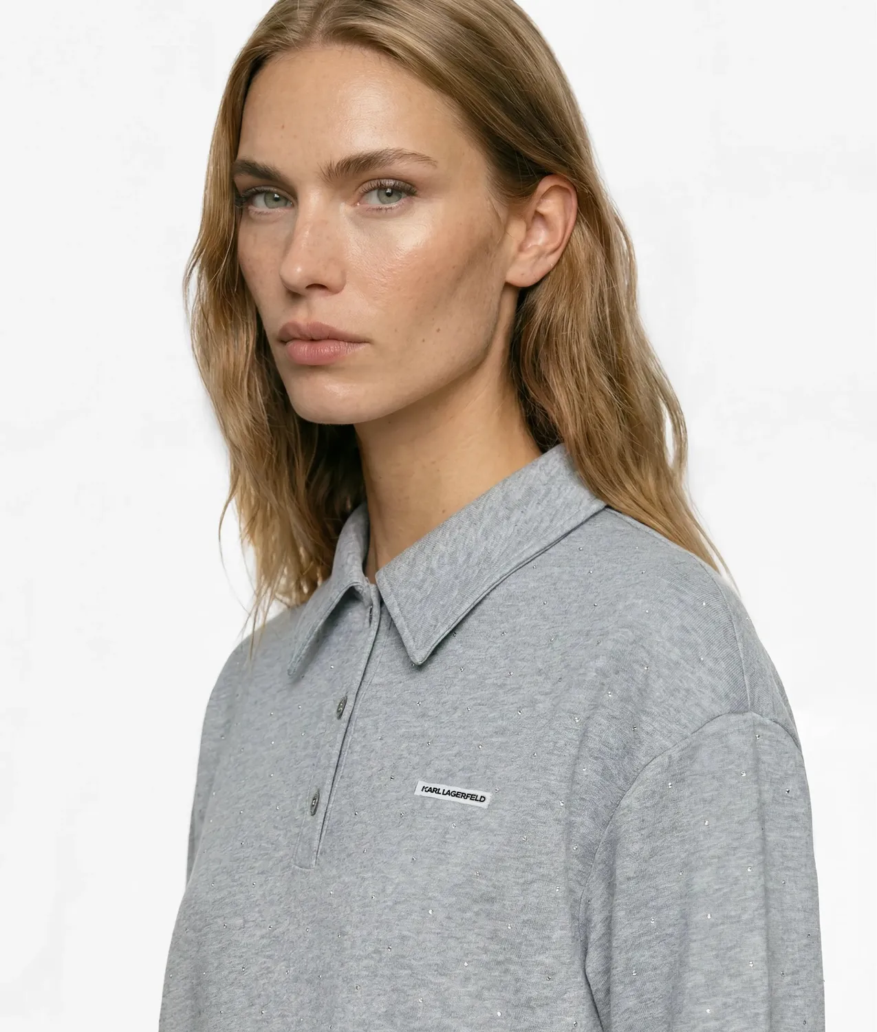 Karl Lagerfeld Rhinestone Sweatshirt Polo-Kragen Strass