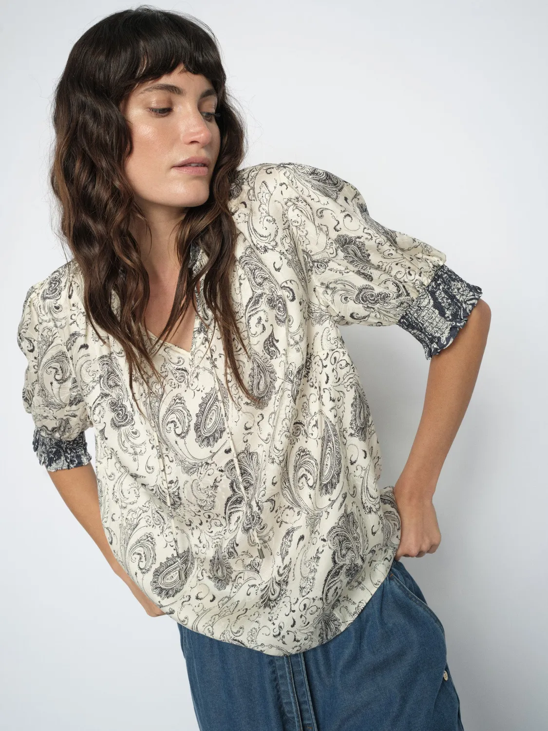 Mos Mosh MMHamali Winding Bluse Ecru Paisley