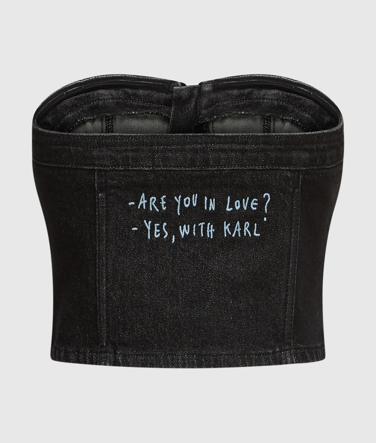 Karl Lagerfeld x Terzini Bandeau Top Denim Rückenprint