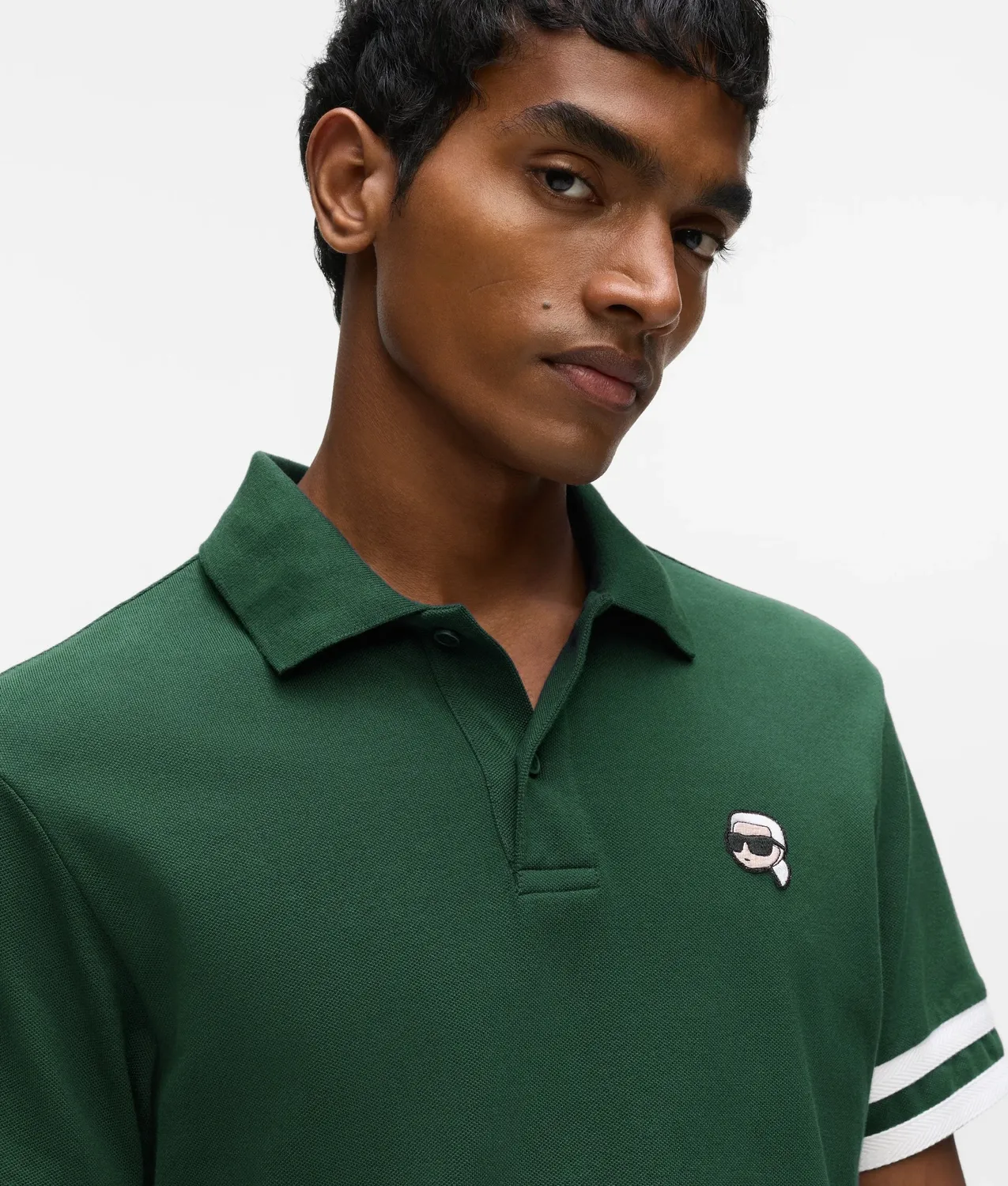 Karl Lagerfeld Ikon Polo Streifenärmel dunkelblau