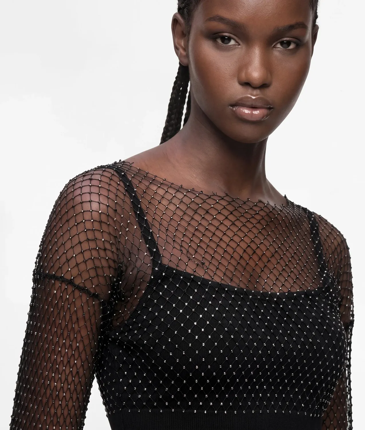 Karl Lagerfeld KL Jeans Chainmail Mesh Top Cropped