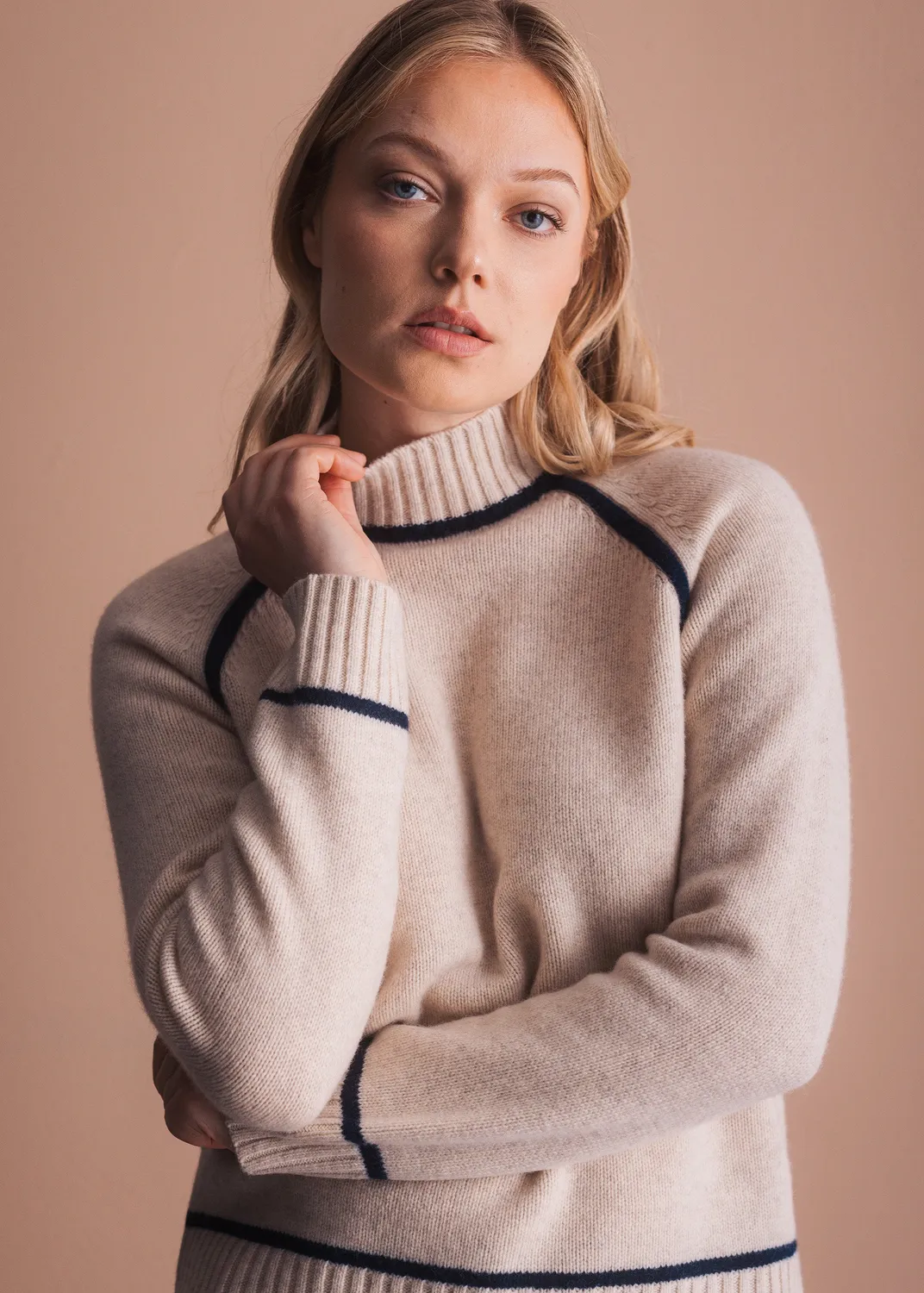 Senatex Rollkragen Pullover Merino Beige Combo
