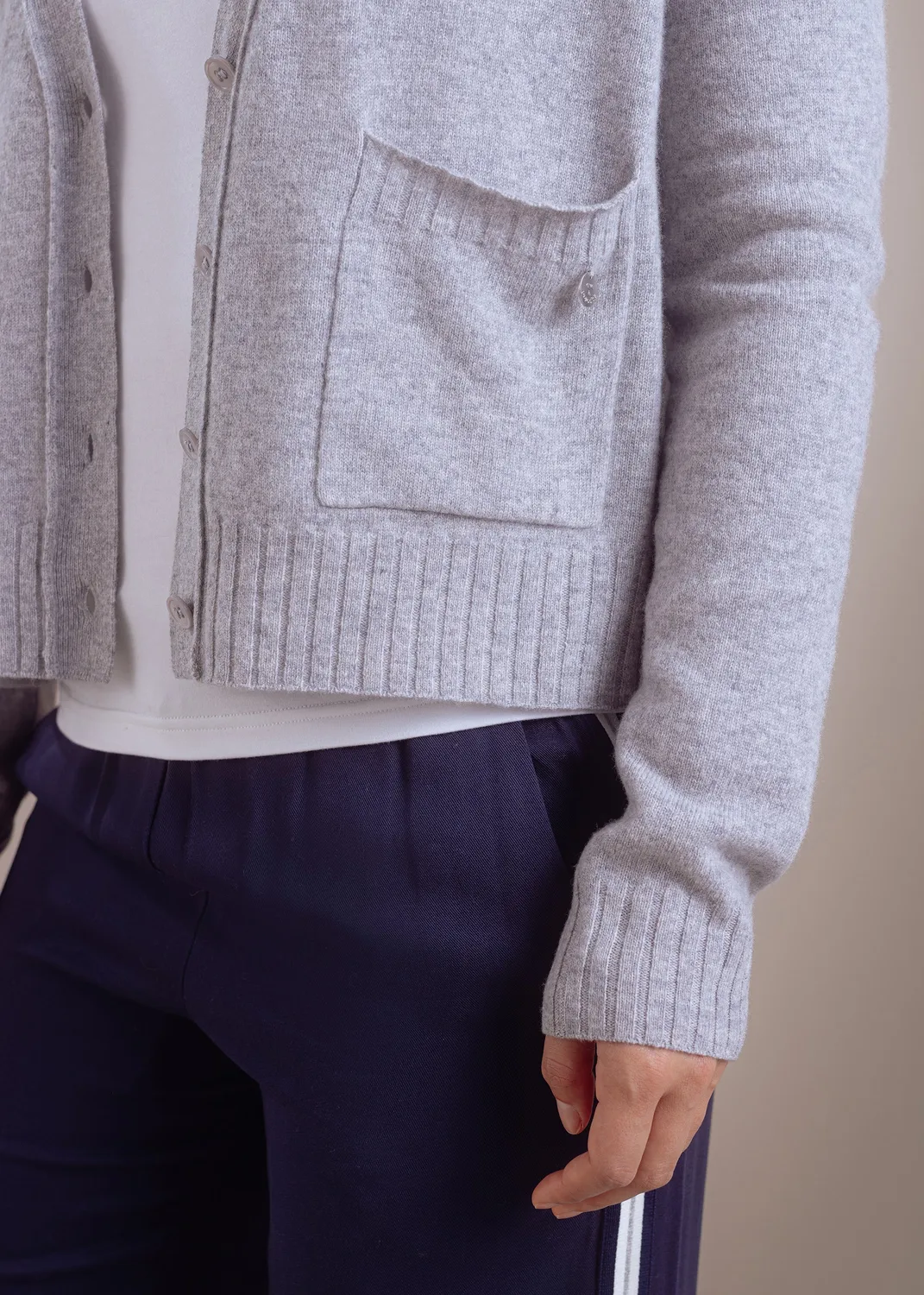 Senatex Kurze Strickjacke Cardigan Navy Merinowolle