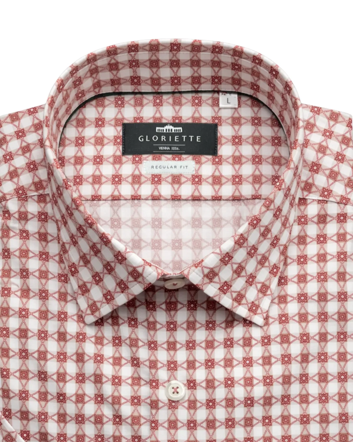 Gloriette Ornament Kurzarmhemd Rot Weiß Regular Fit Muster