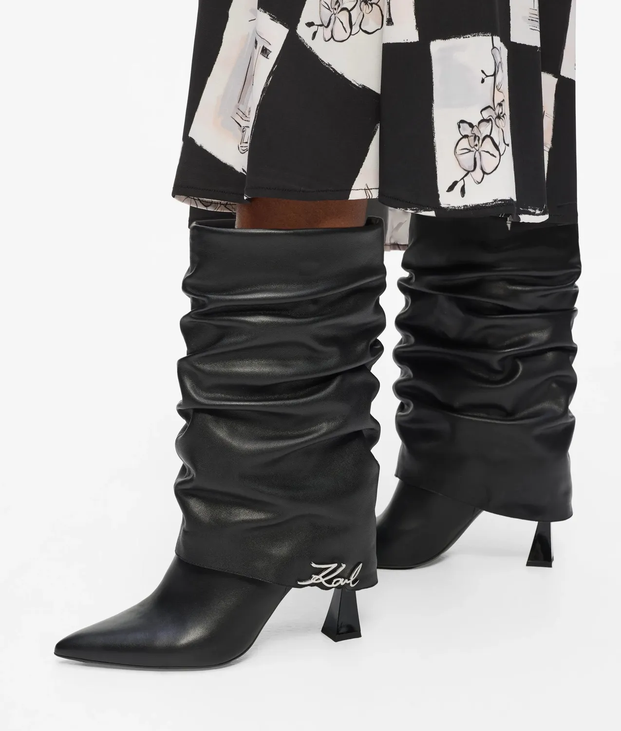 Karl Lagerfeld Debutante Midi Slouch Boots Damen Leder