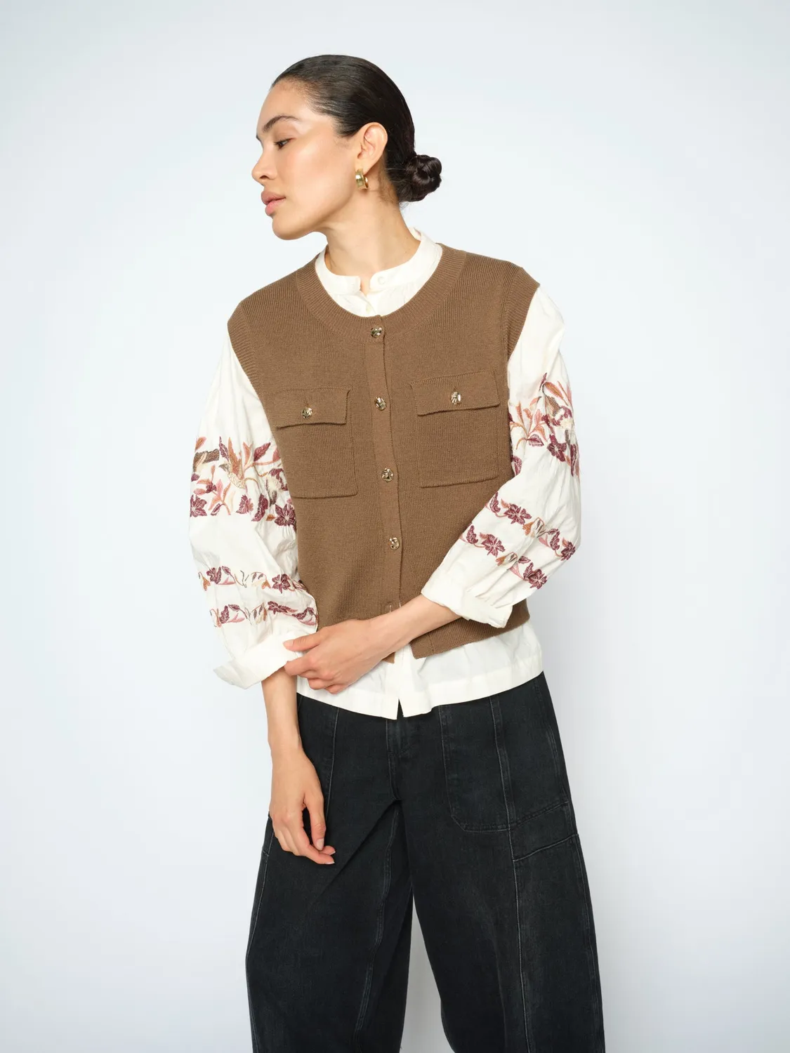 Mos Mosh MMAyana Wool Strickweste Dark Camel Relaxed
