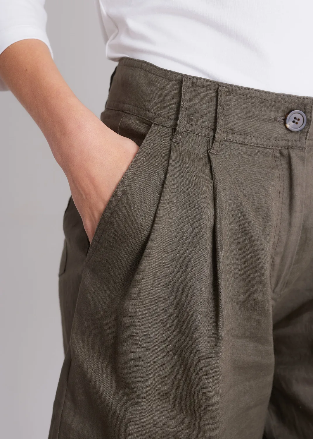 Senatex Bermudashorts Leinen Shorts Mocca atmungsaktiv