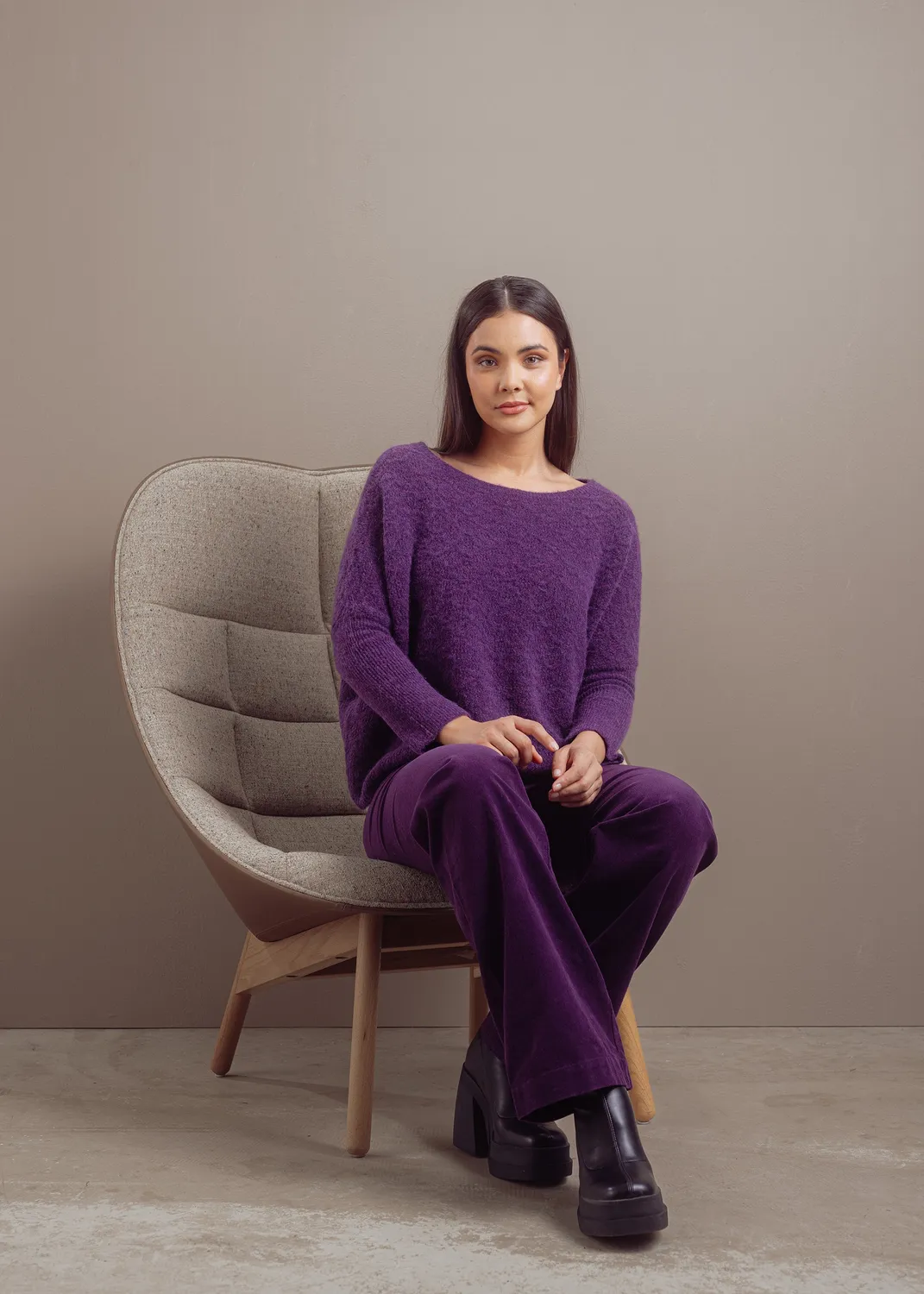 Senatex Cordhose reine Baumwolle Plum ausgestell