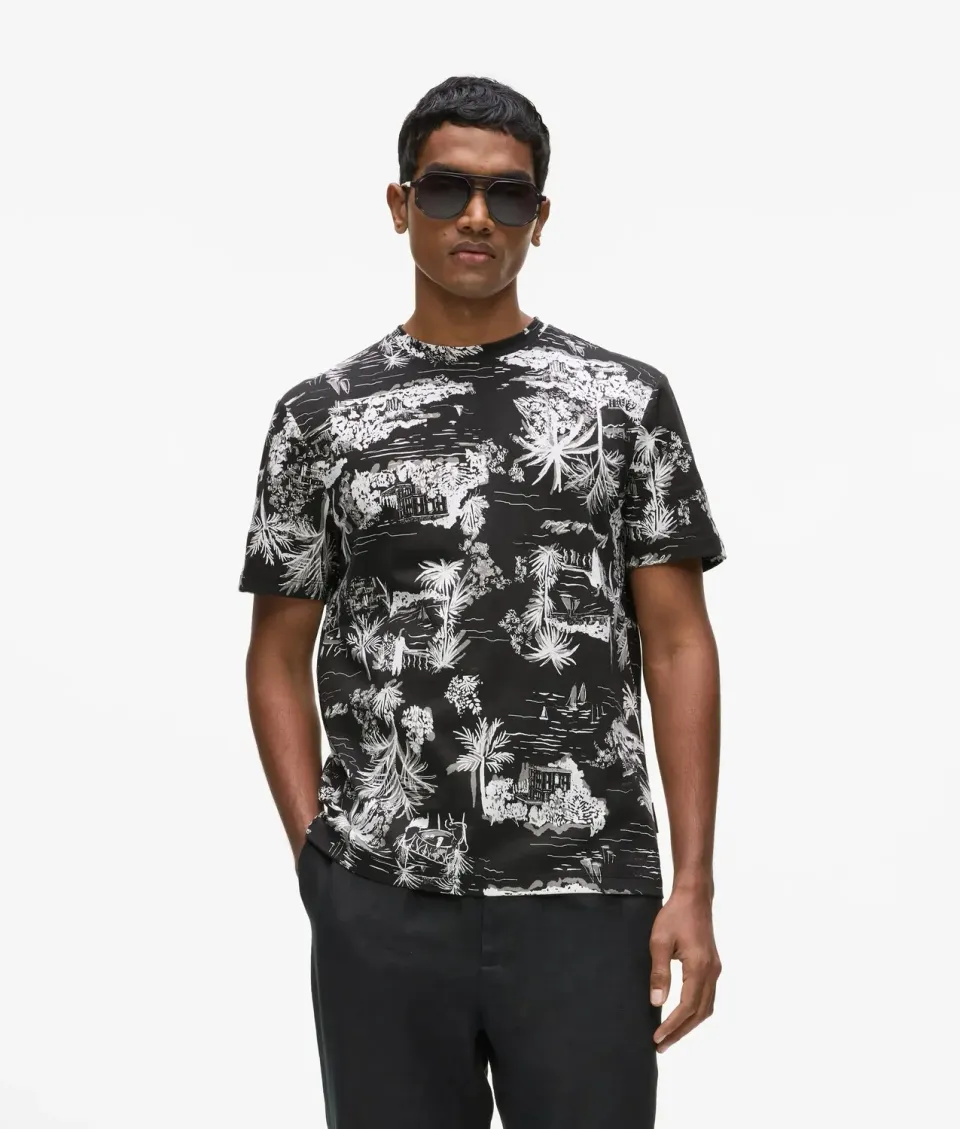 Karl Lagerfeld Villa la Vigie Print T-Shirt Bio-Baumwolle
