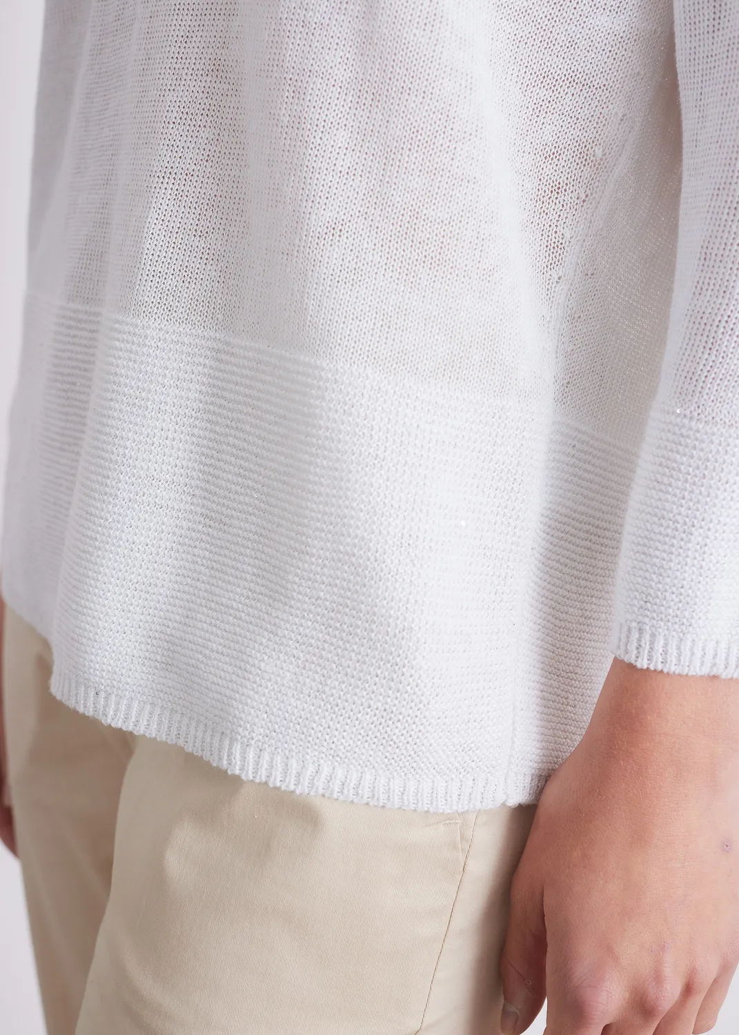 Senatex Leinenpullover V-Ausschnitt White locker