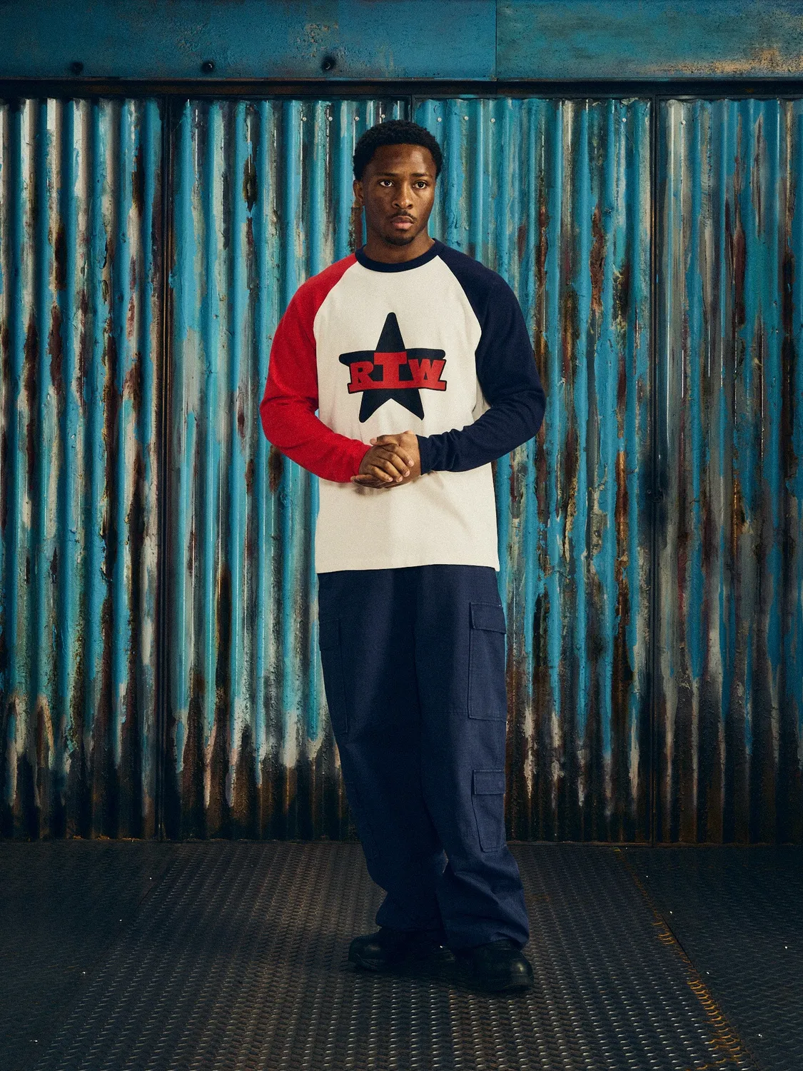 Corteiz RTW Star Raglan LS Longsleeve Navy Red Baumwolle