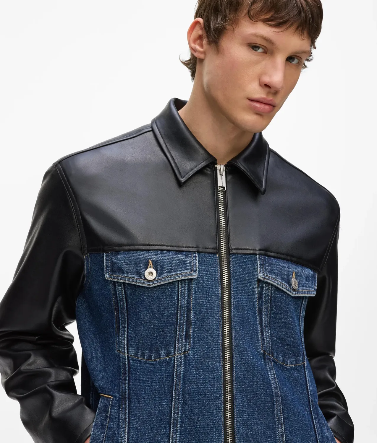 Karl Lagerfeld KL Jeans Kunstleder Jeansjacke Herren