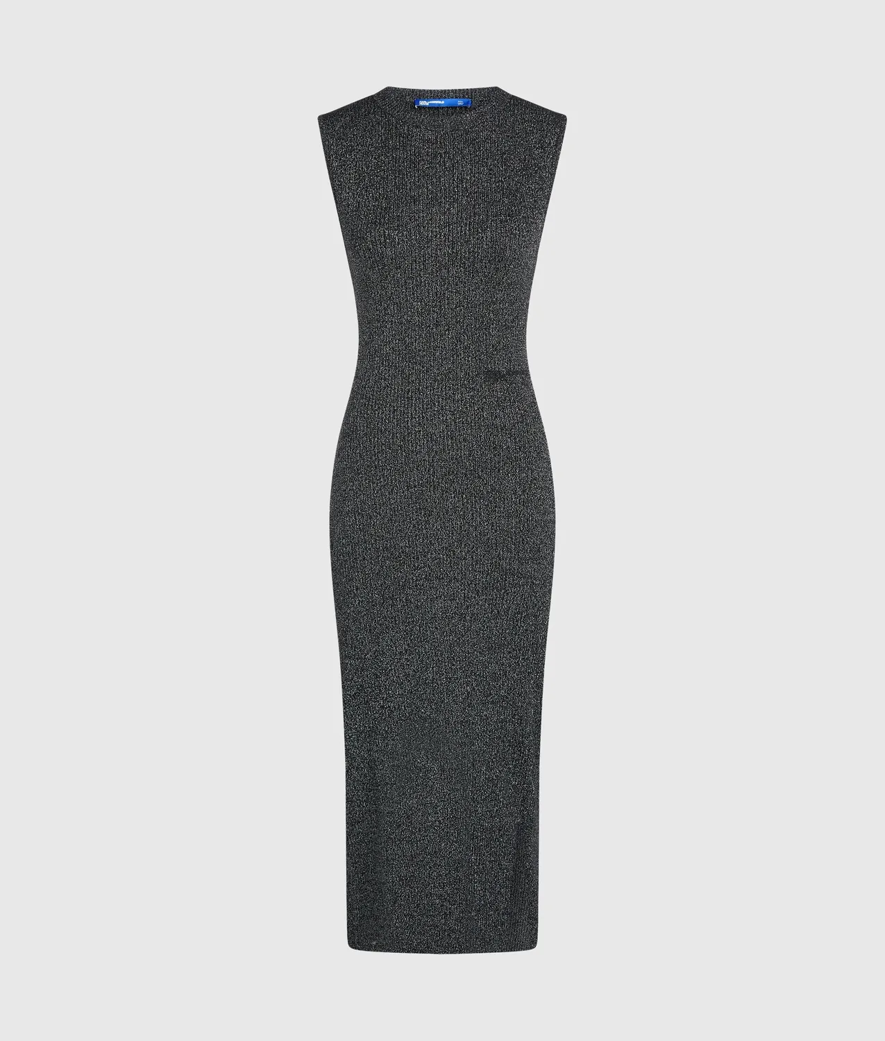 Karl Lagerfeld Metallic Strickkleid Ripstrick Schlitz