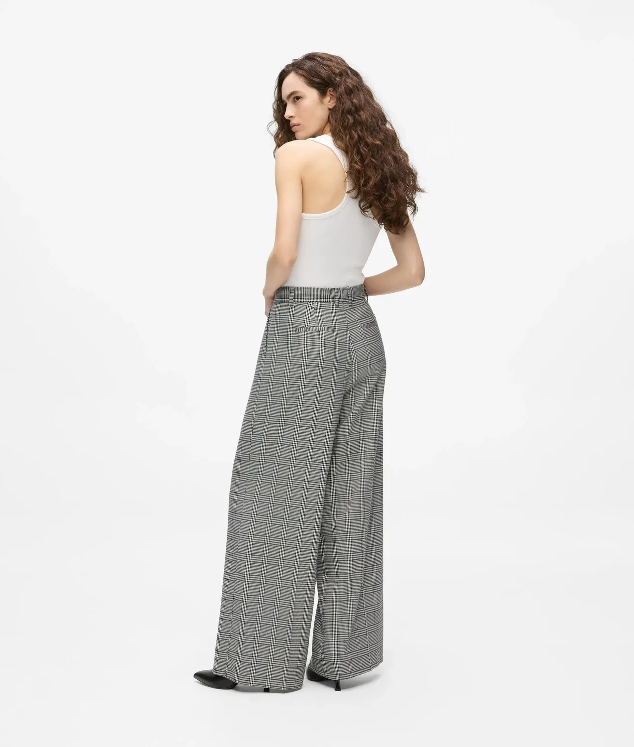 Karl Lagerfeld Karo Wide-Leg Hose Wollmix kariert