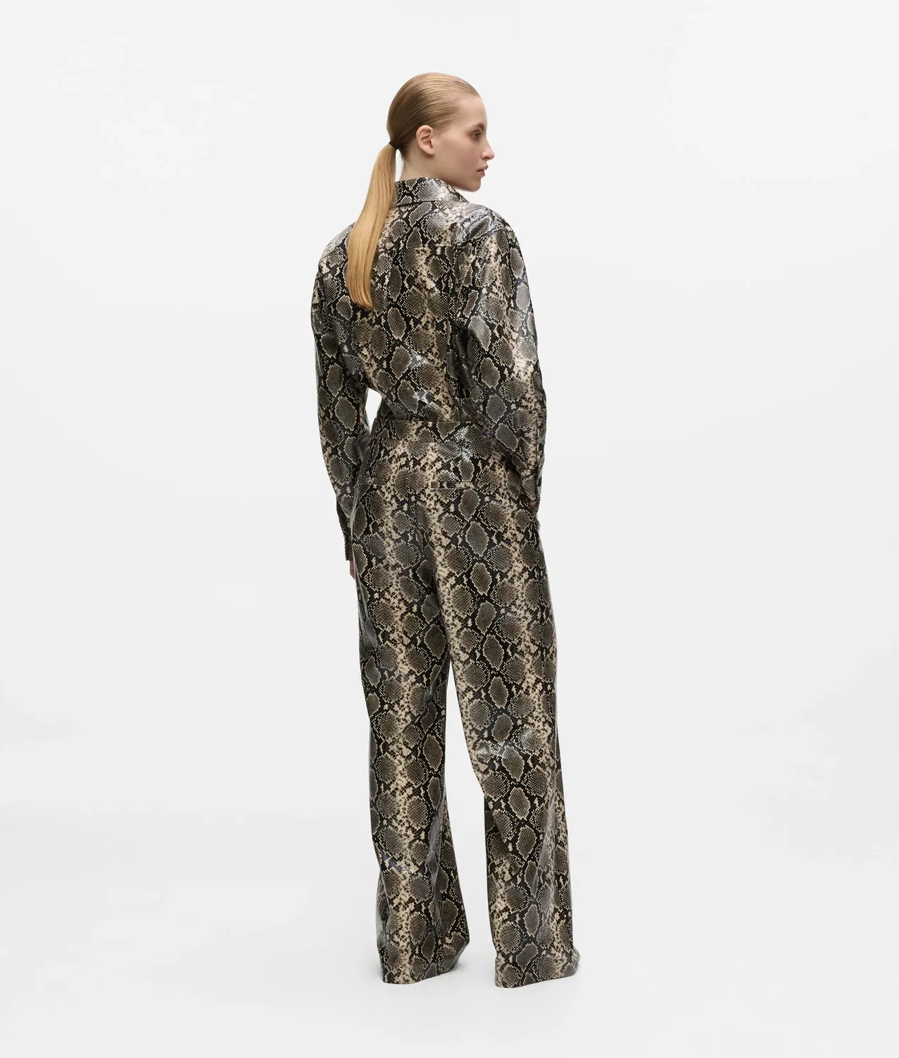 Karl Lagerfeld Faux-python Flared Pants Schlaghose