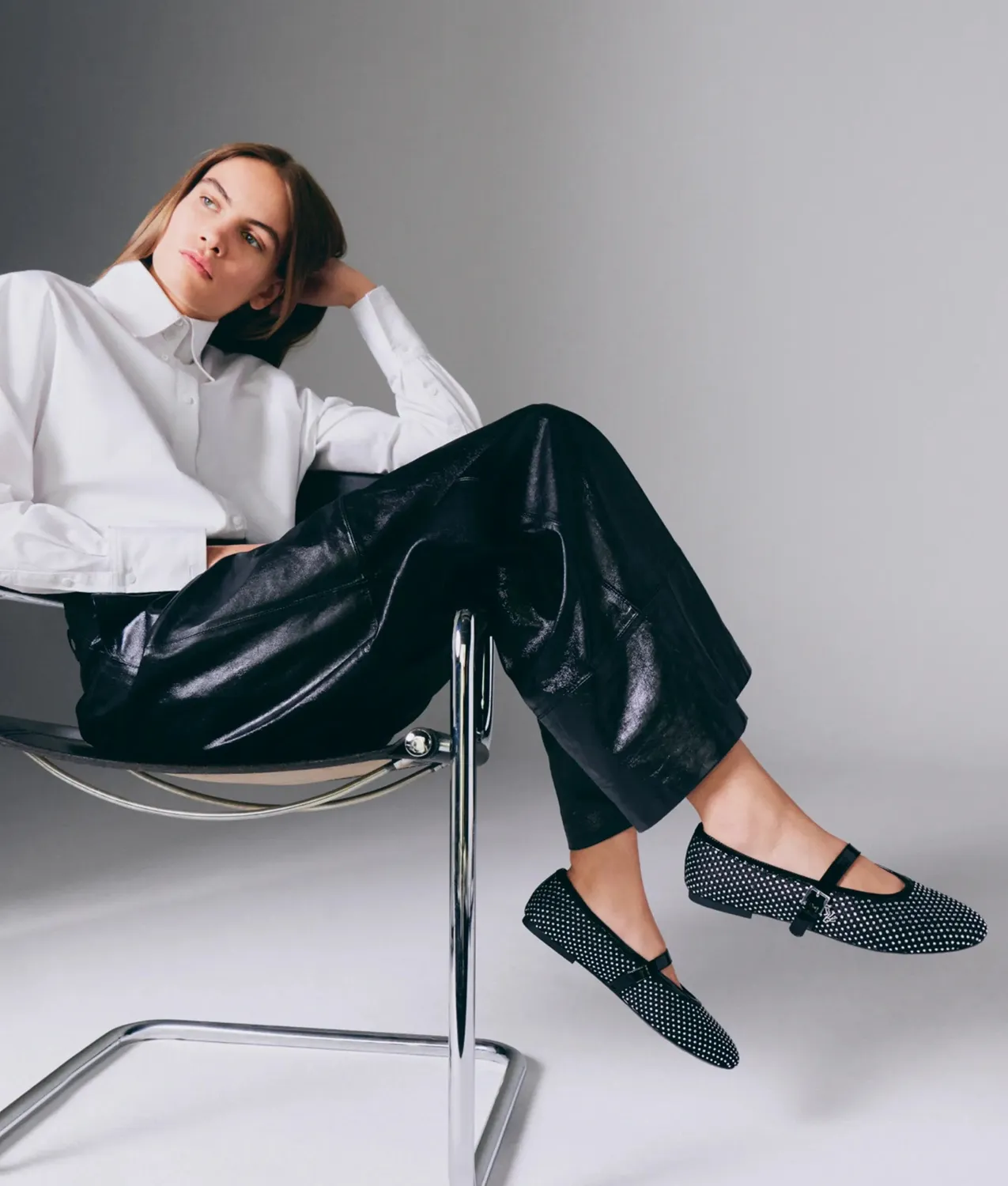 Karl Lagerfeld Karo Mary Janes Mesh Strass Riemen