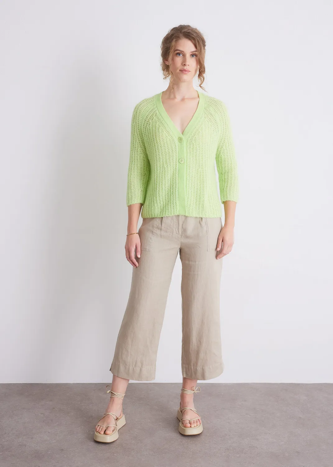 Senatex Alpaka Cardigan Candy Strukturstrick