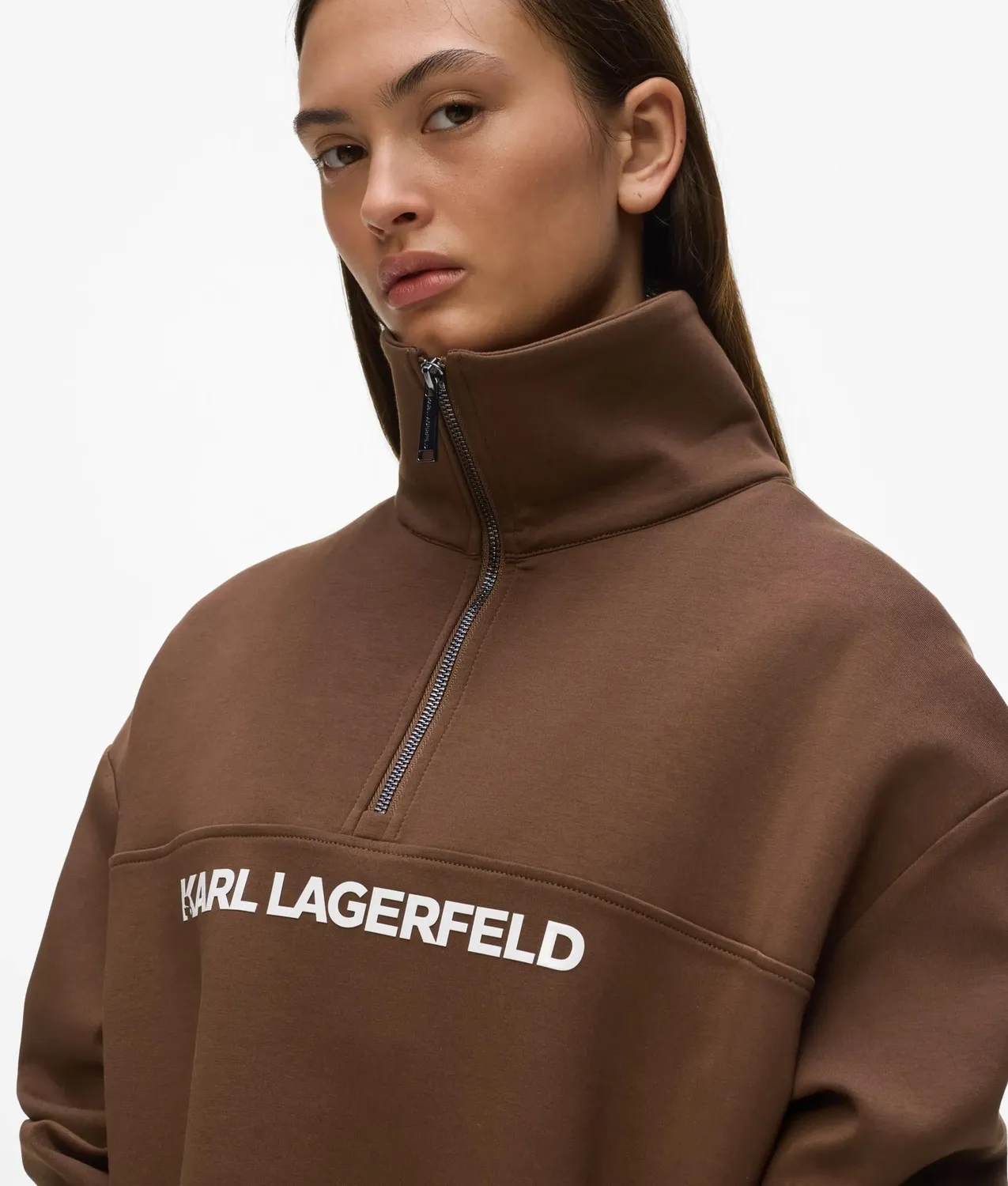 Karl Lagerfeld Logo Half-Zip Sweatshirt Baumwolle