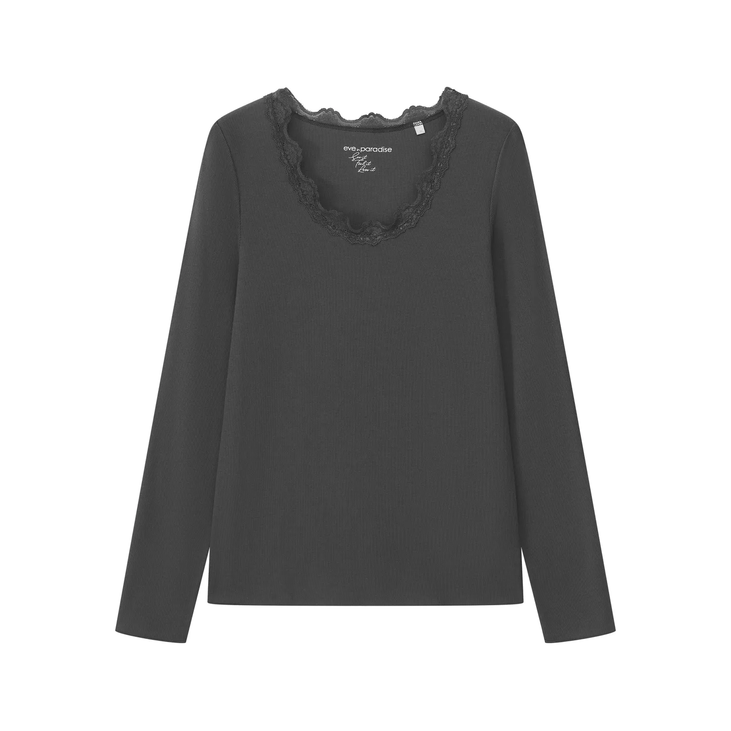 Senatex Langarmshirt Spitze Ripp-Shirt Vino 34 körpernah
