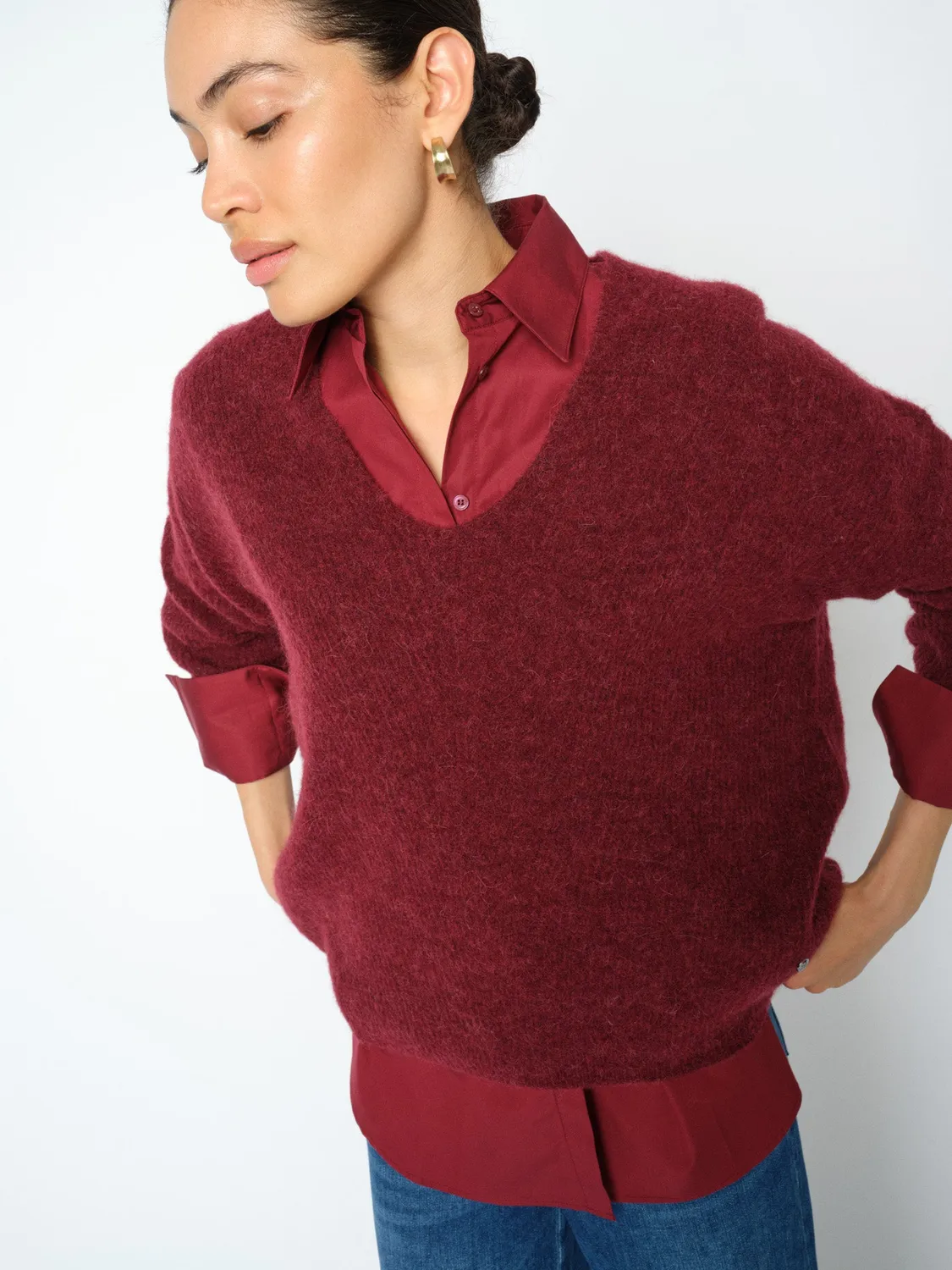 Mos Mosh MMThora V-Neck Strickpullover Sweet Grape Alpaka
