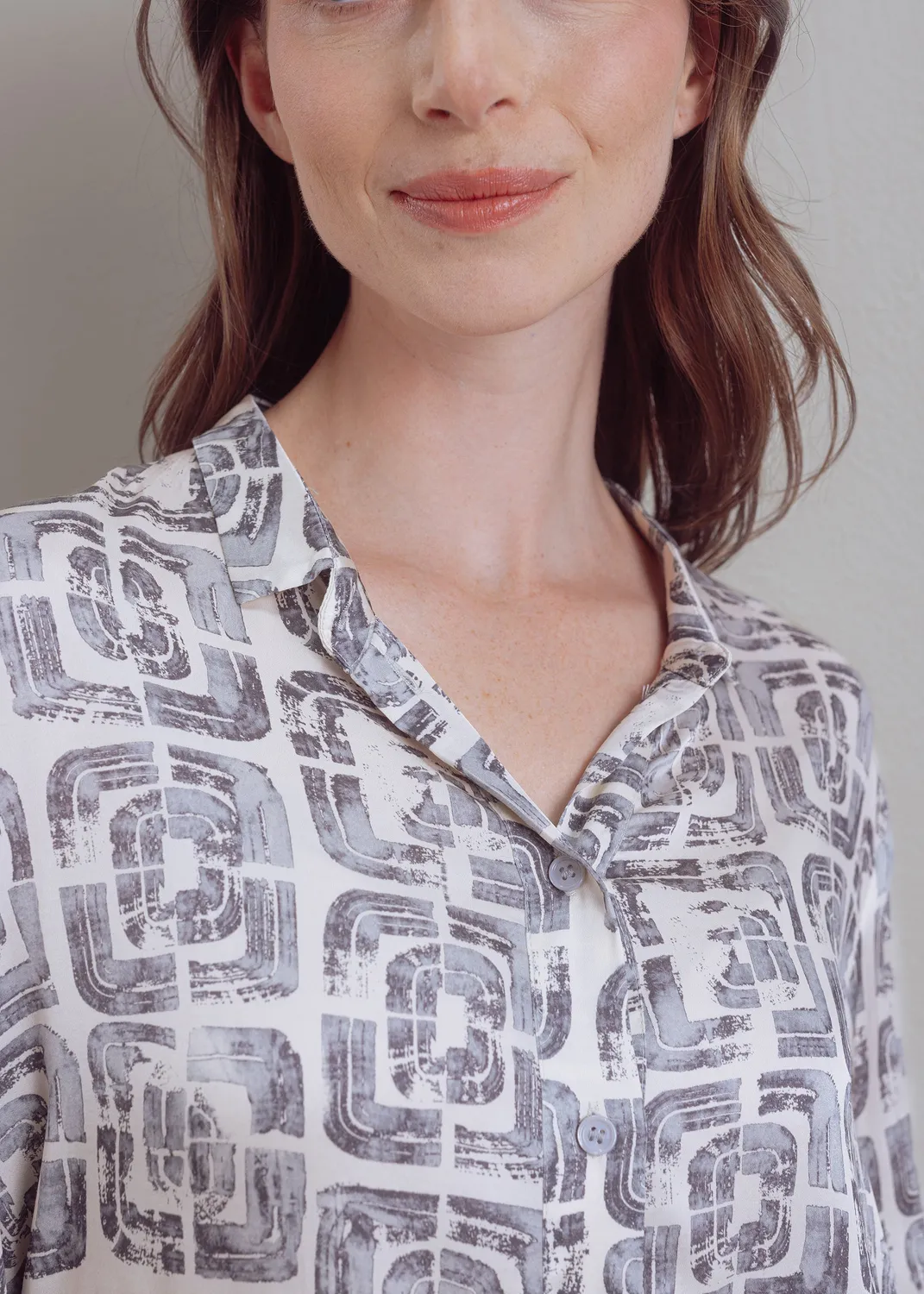 Senatex Hemdbluse Viskose-Mix Print Silver Medallion