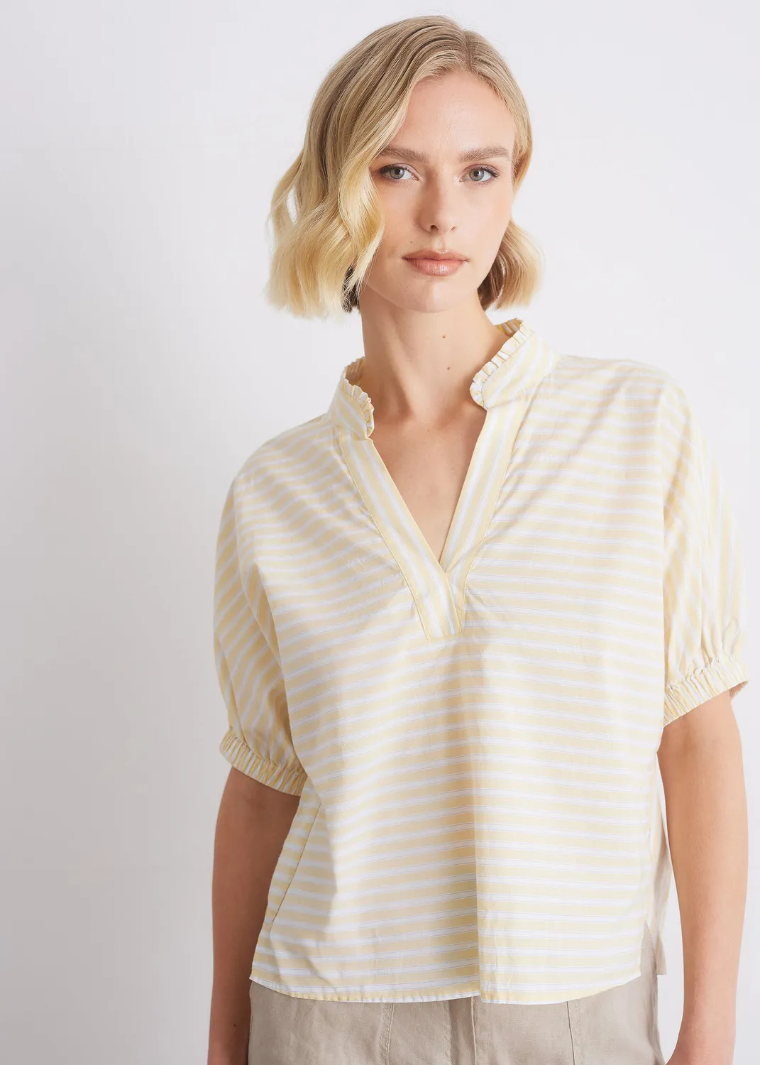 Senatex Gestreifte Bluse Vanilla Combo Baumwolle