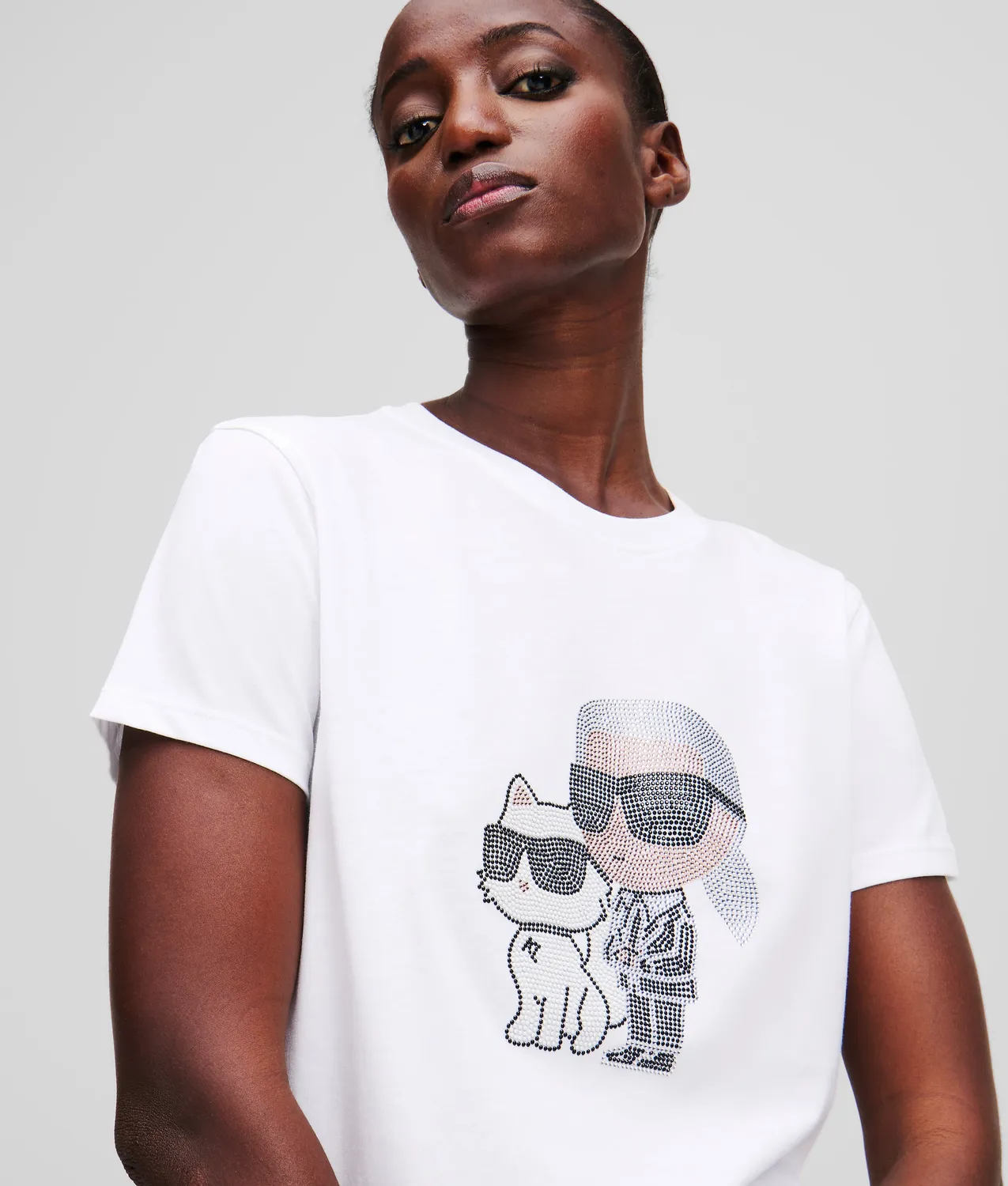 Karl Lagerfeld Ikon Karl Choupette T-Shirt Strass