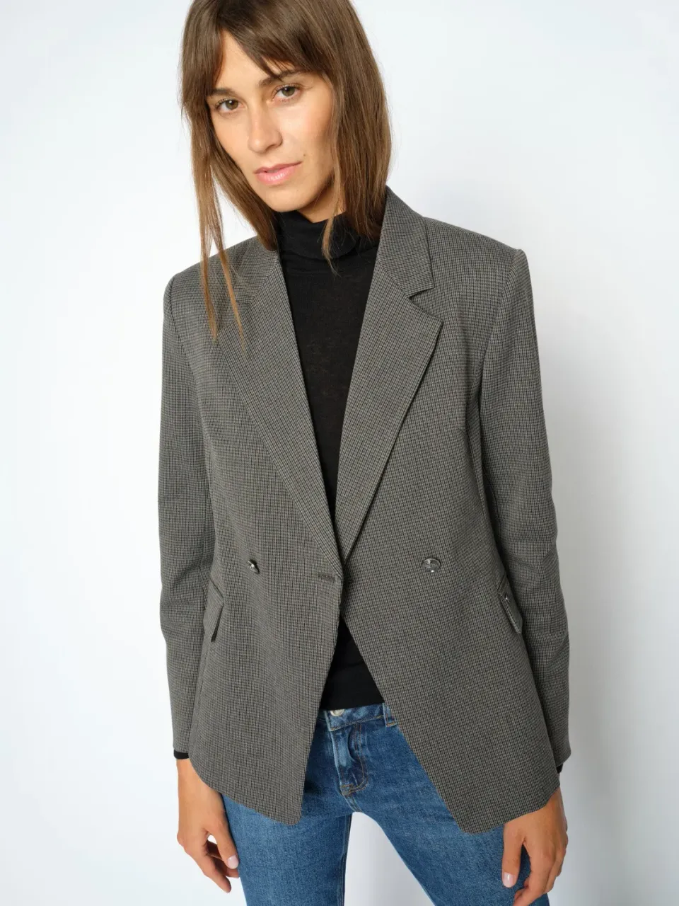 Mos Mosh MMBethie Case Blazer Karo Dunkelcamel