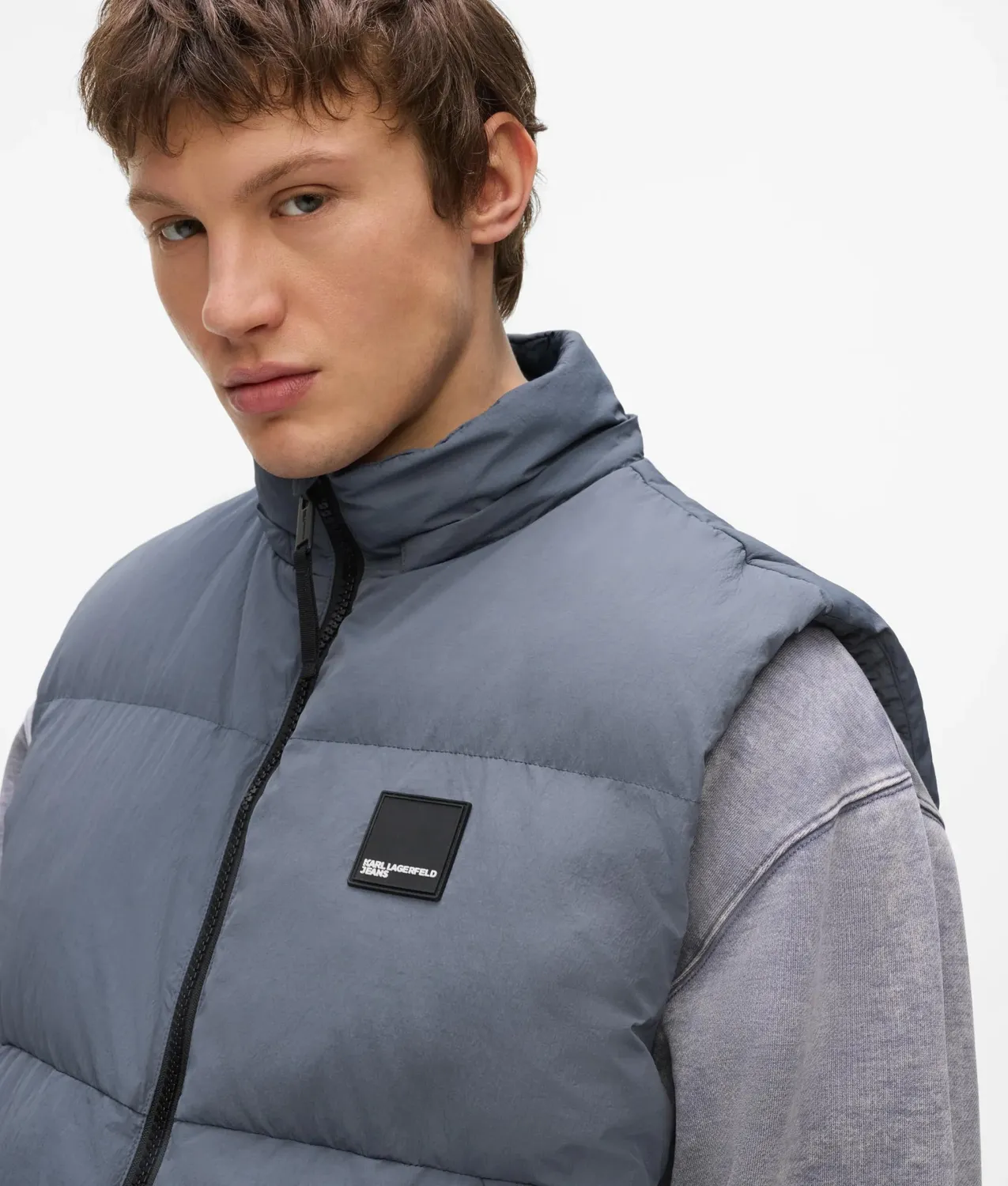 Karl Lagerfeld Jeans Puffer Weste mit Kapuze wattiert