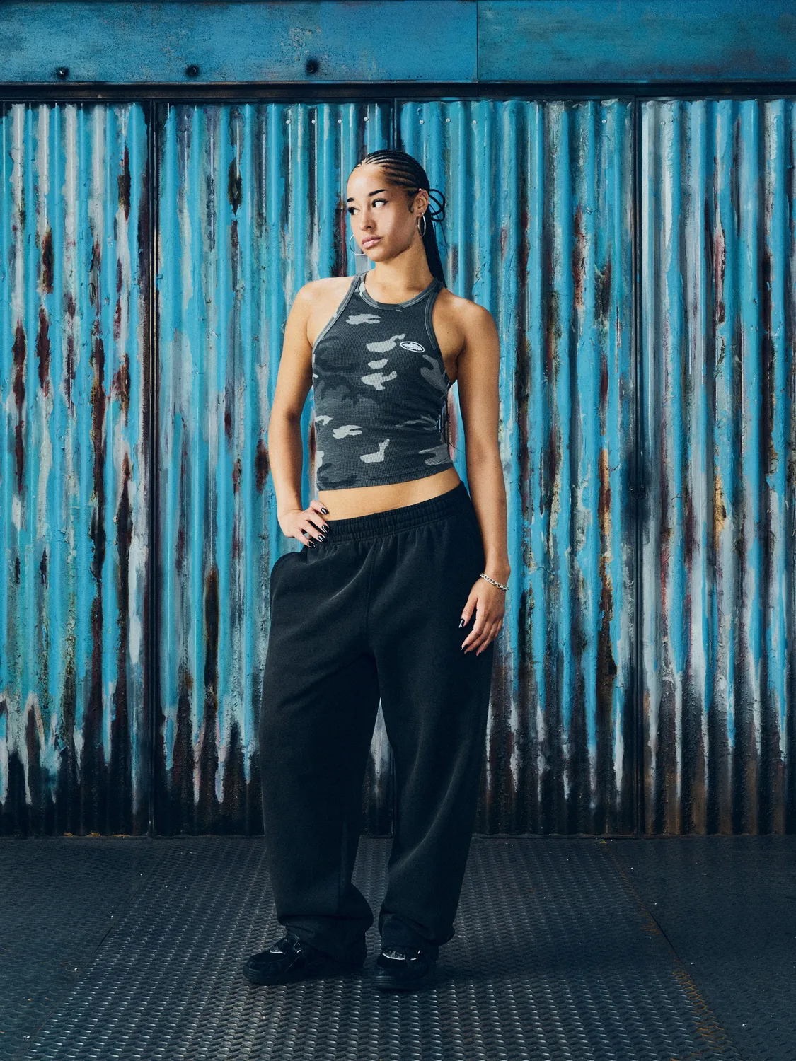 Corteiz Classic Tank Top Damen Schwarz Black Camo Waffle