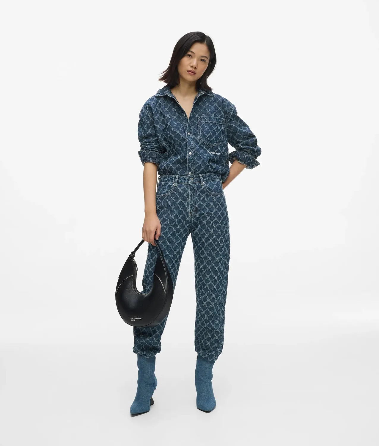 Karl Lagerfeld KL Jeans Argyle Denim Hemd Rauten-Muster