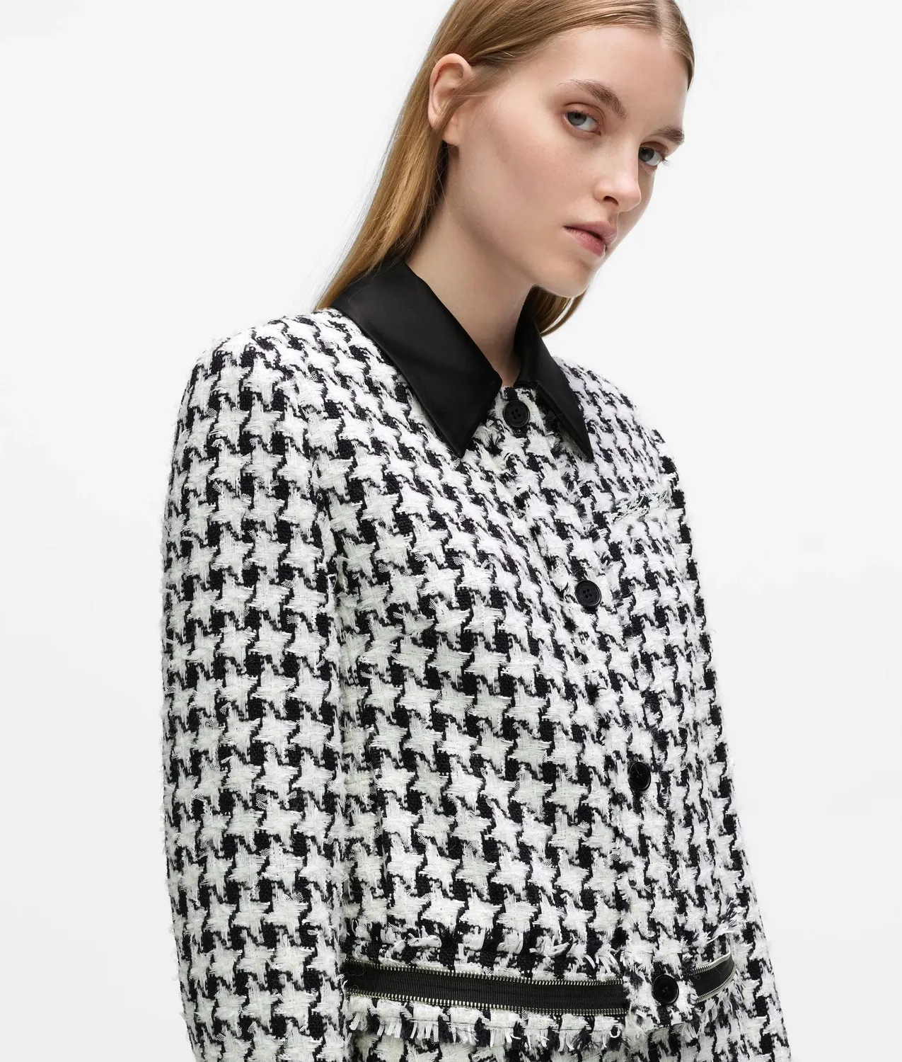 Karl Lagerfeld Houndstooth Boucle Jacke Wolle
