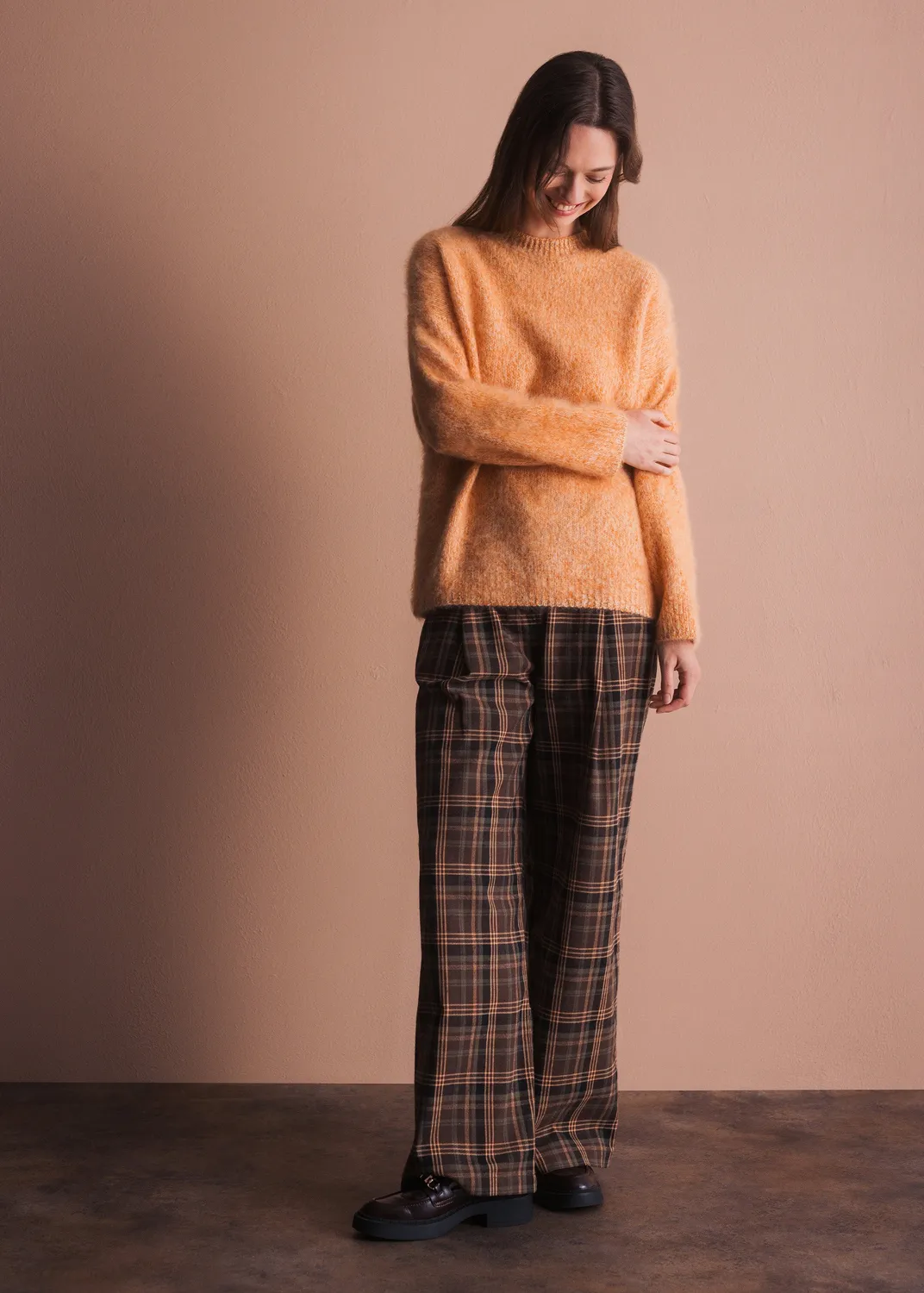 Senatex Rundhals Pullover Hazelnut reine Merinowolle