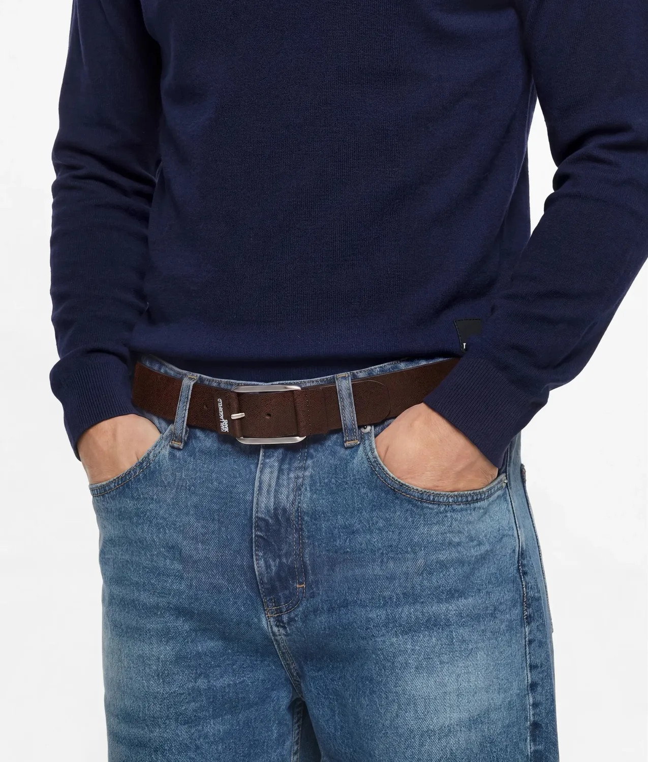 Karl Lagerfeld Jeans Vintage Ledergürtel Schwarz 85-100