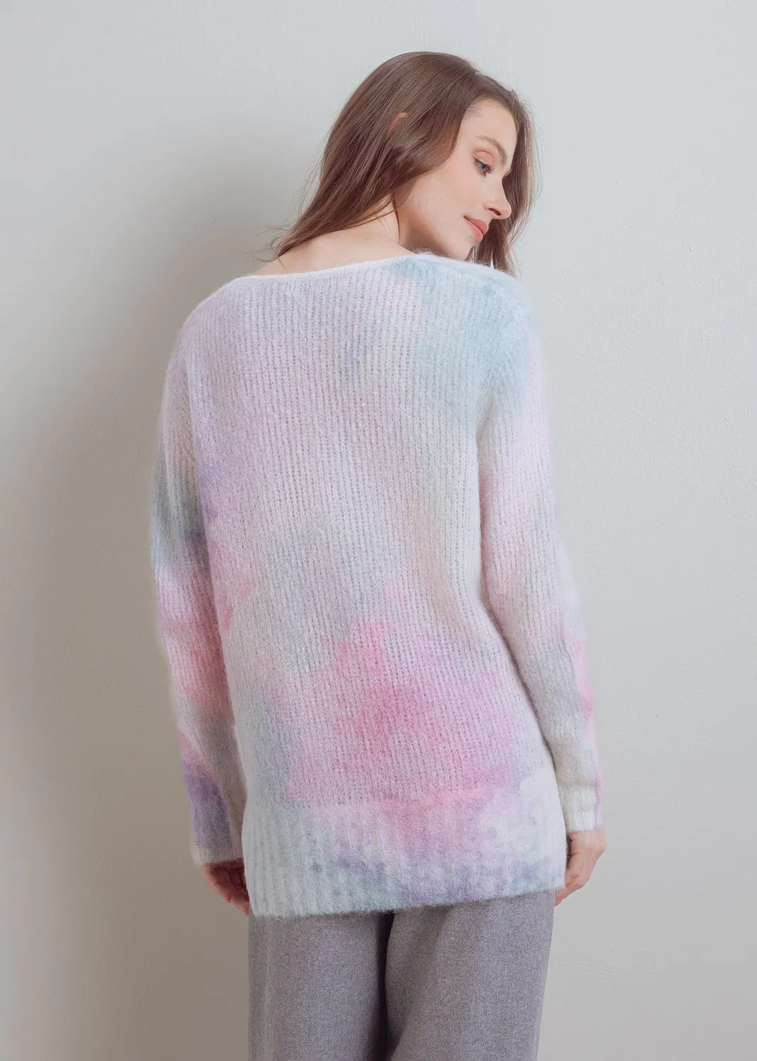 Senatex Watercolor-Print Pullover Cream Alpaka-Mix