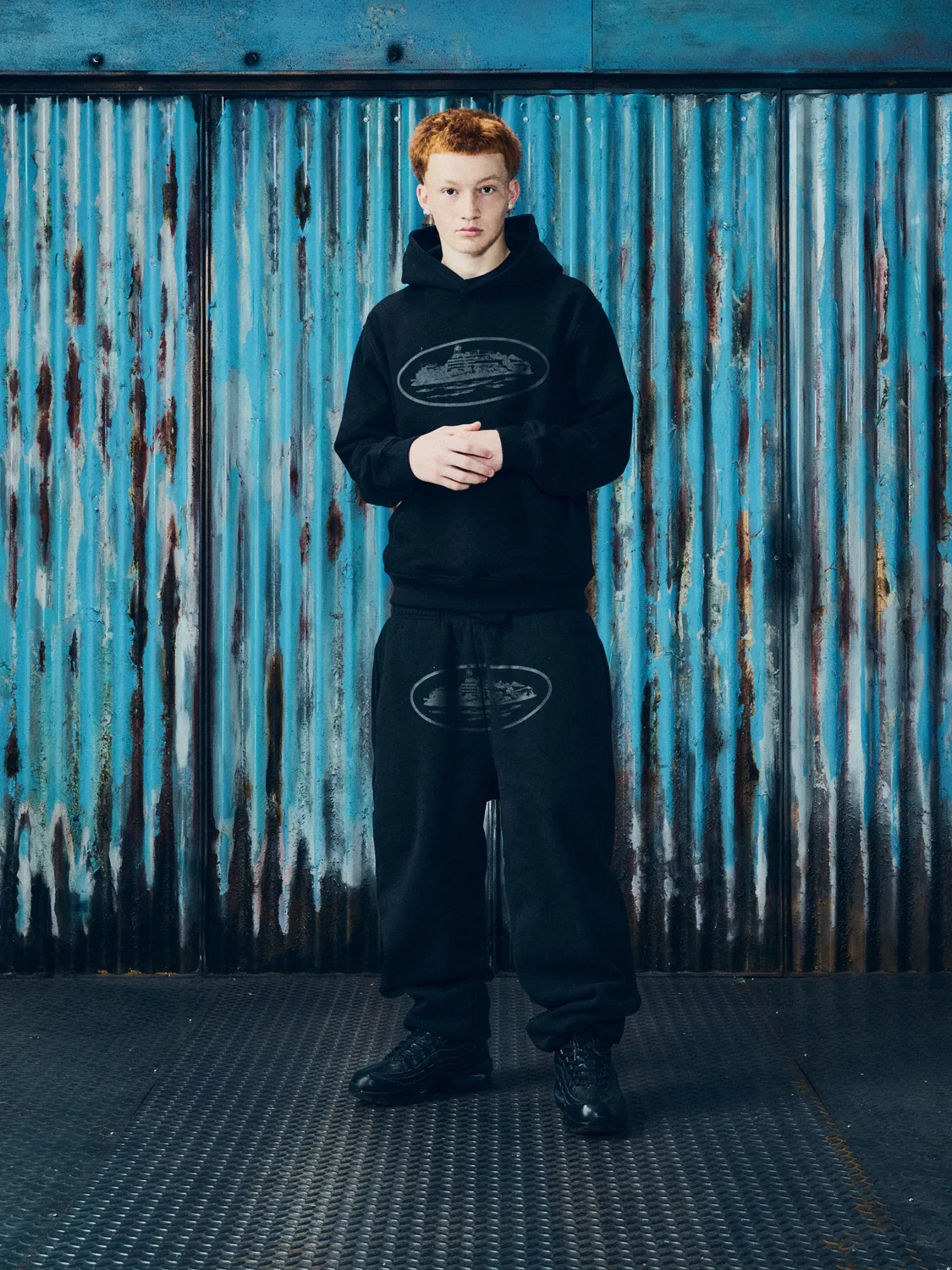 Corteiz Alcatraz Hoodie Triple Black Baumwoll-Hoodie 430 GSM