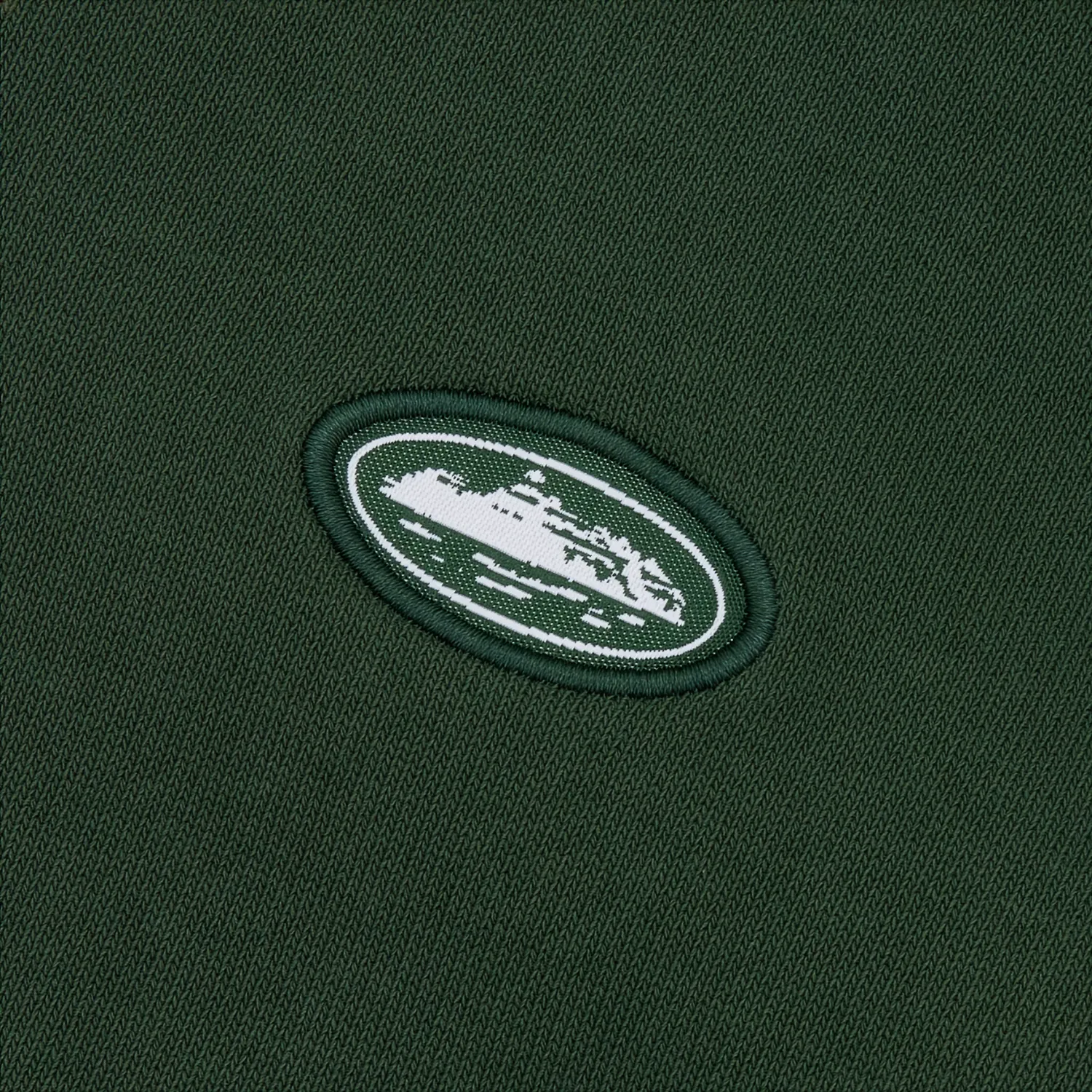 Corteiz Mini Island Zip Hoodie Forestgrün Baumwolle