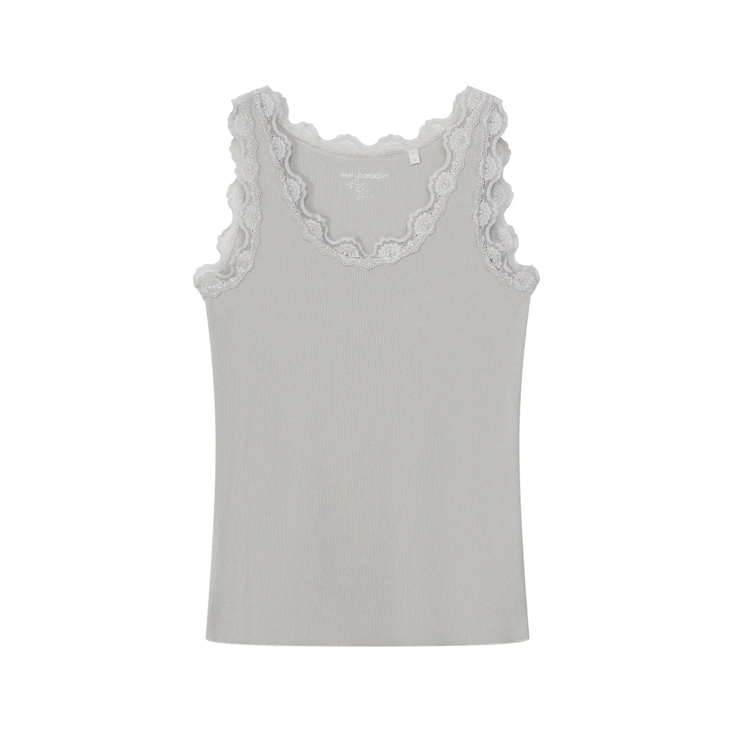 Senatex Ripp-Top mit Spitzenbesatz Top Cream Spitze