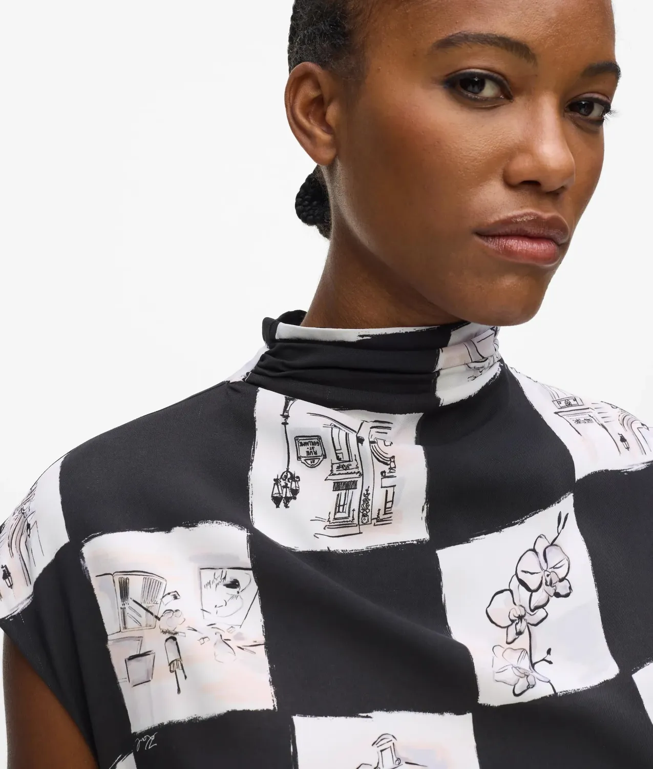 Karl Lagerfeld High-Neck Midikleid Ruching Gr 6