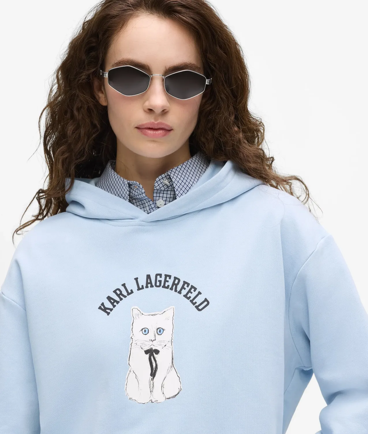 Karl Lagerfeld Ikon Choupette sketch Hoodie Damen oversized