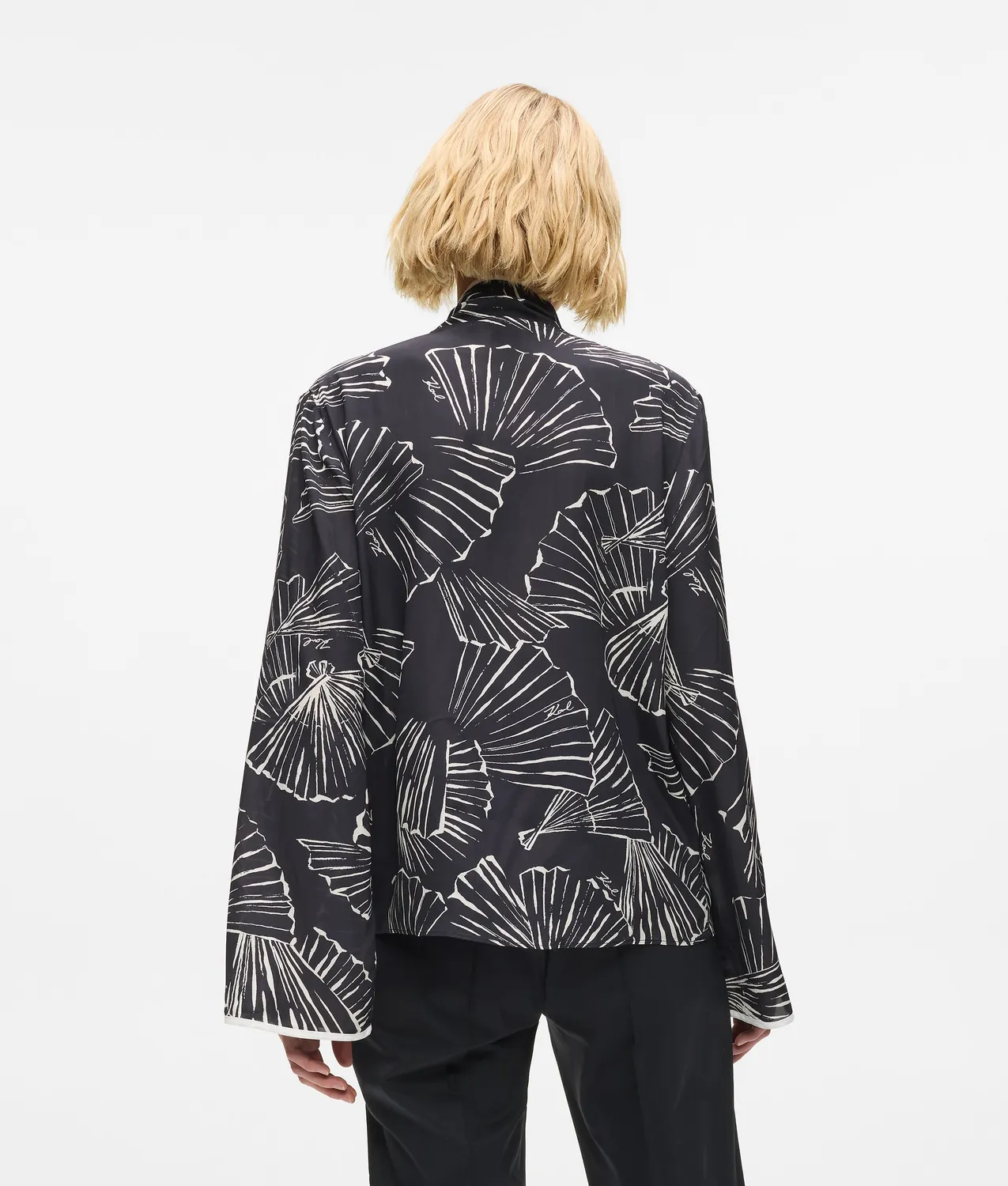 Karl Lagerfeld Fan Print Bluse Schal-Top