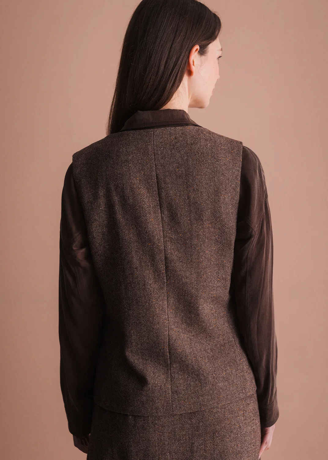 Senatex Weste Donegal Tweed Braun meliert Klassik