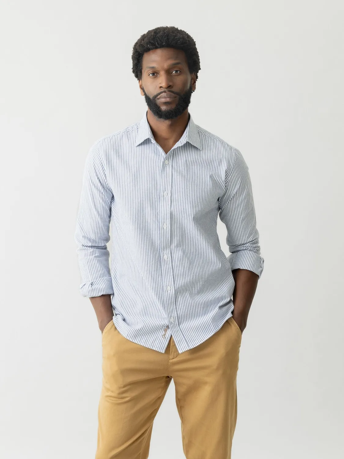 Mos Mosh Marco Oxford Stripe Hemd Hellblau Regular Herren
