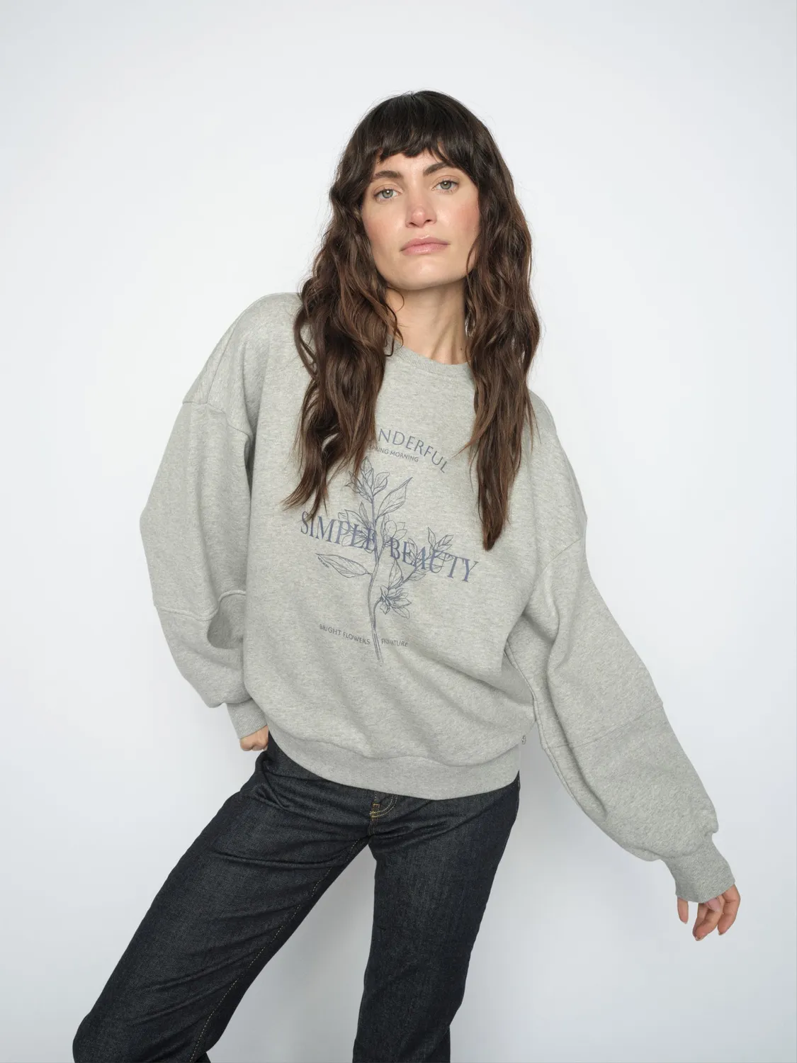 Mos Mosh MMRafa Sweatshirt Hellgrau Relaxed Print