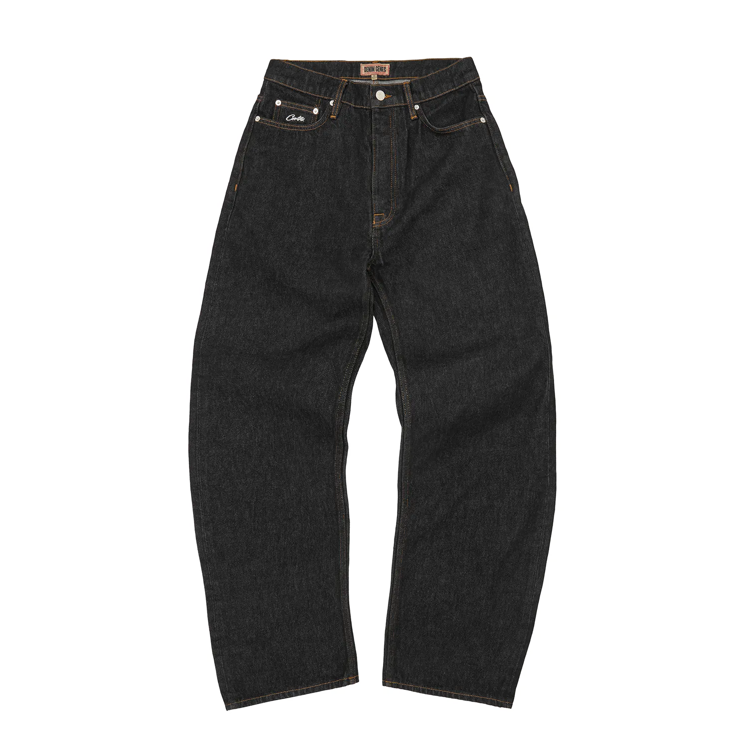 Corteiz Dual Stripe Baggy Jeans Washed Black