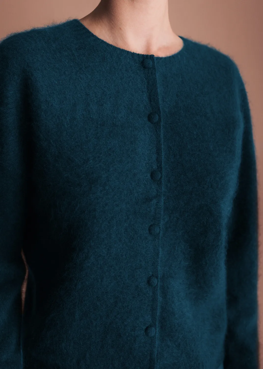 Senatex Cardigan Knopfleiste Strickjacke Cream flauschig