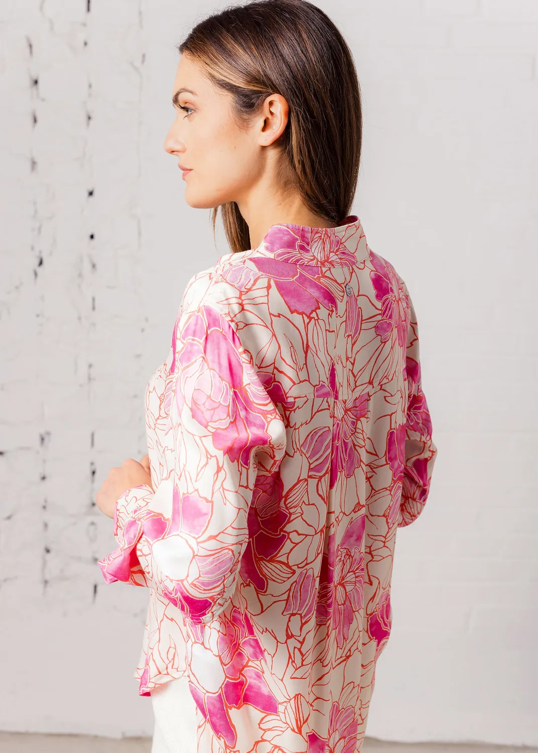 Senatex Bluse mit Stehkragen Bluse Jungle Flower Viskose